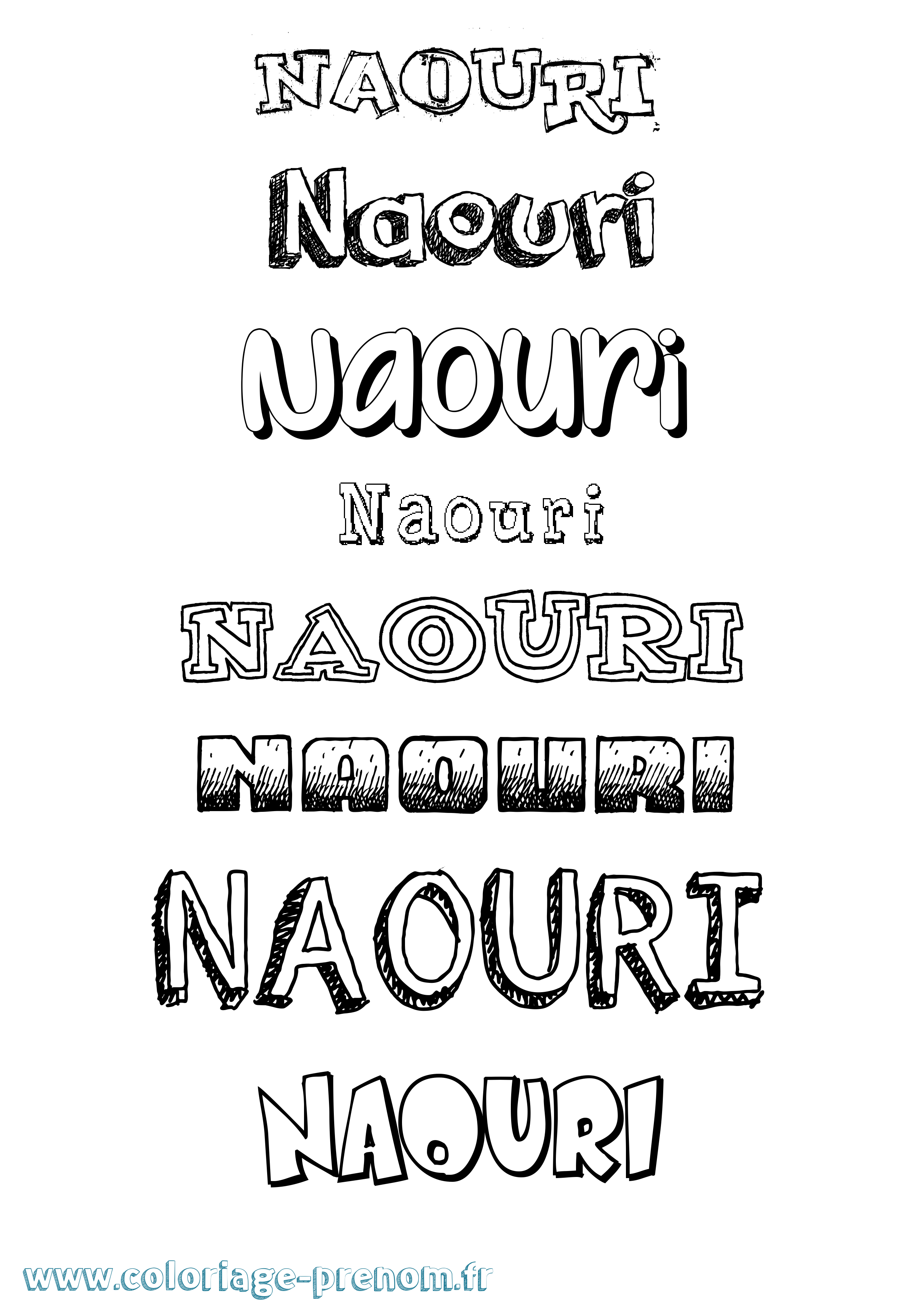 Coloriage Naouri Dessiné Coloriage prénom Naouri Dessiné