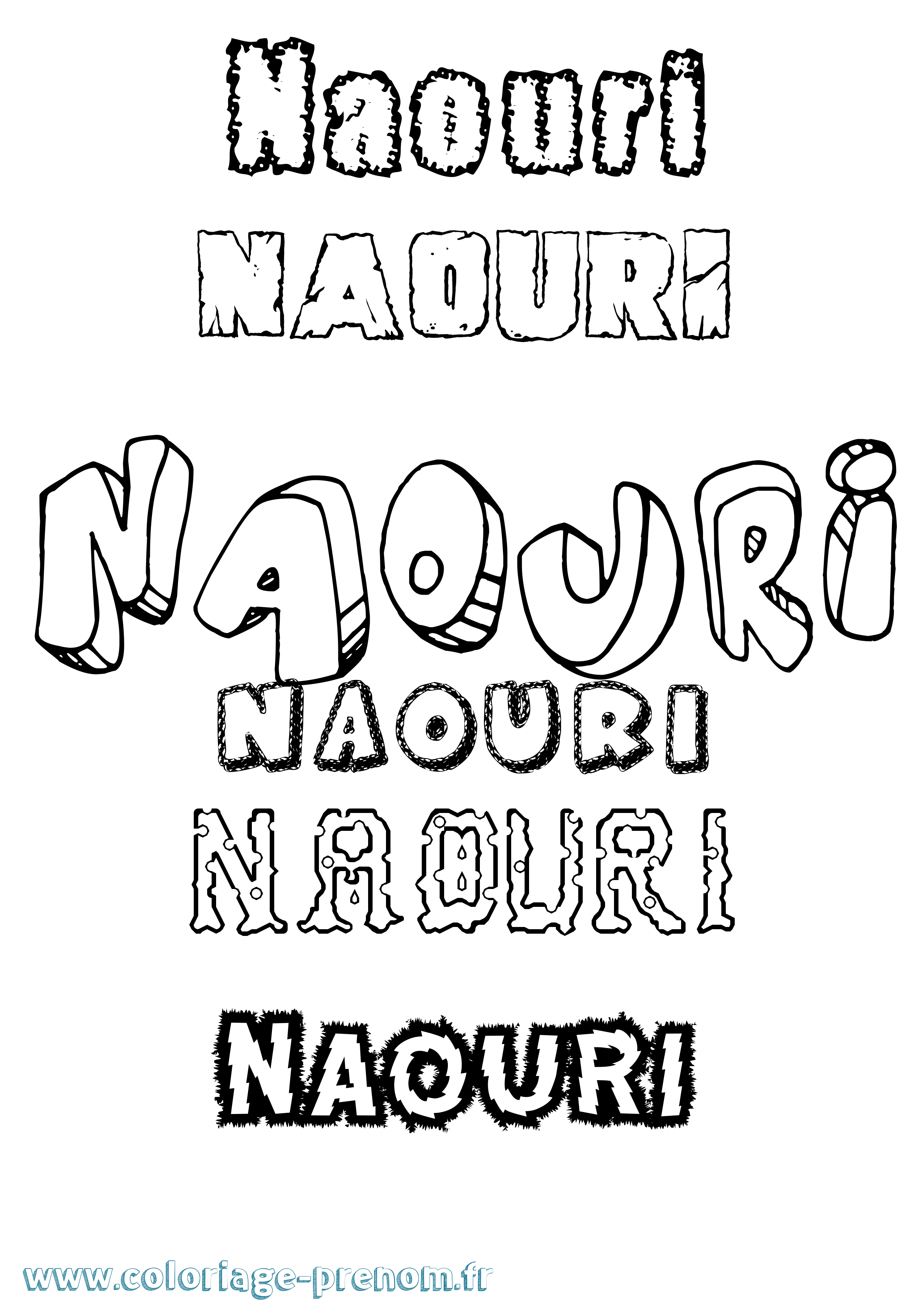 Coloriage Naouri Destructuré Coloriage prénom Naouri Destructuré