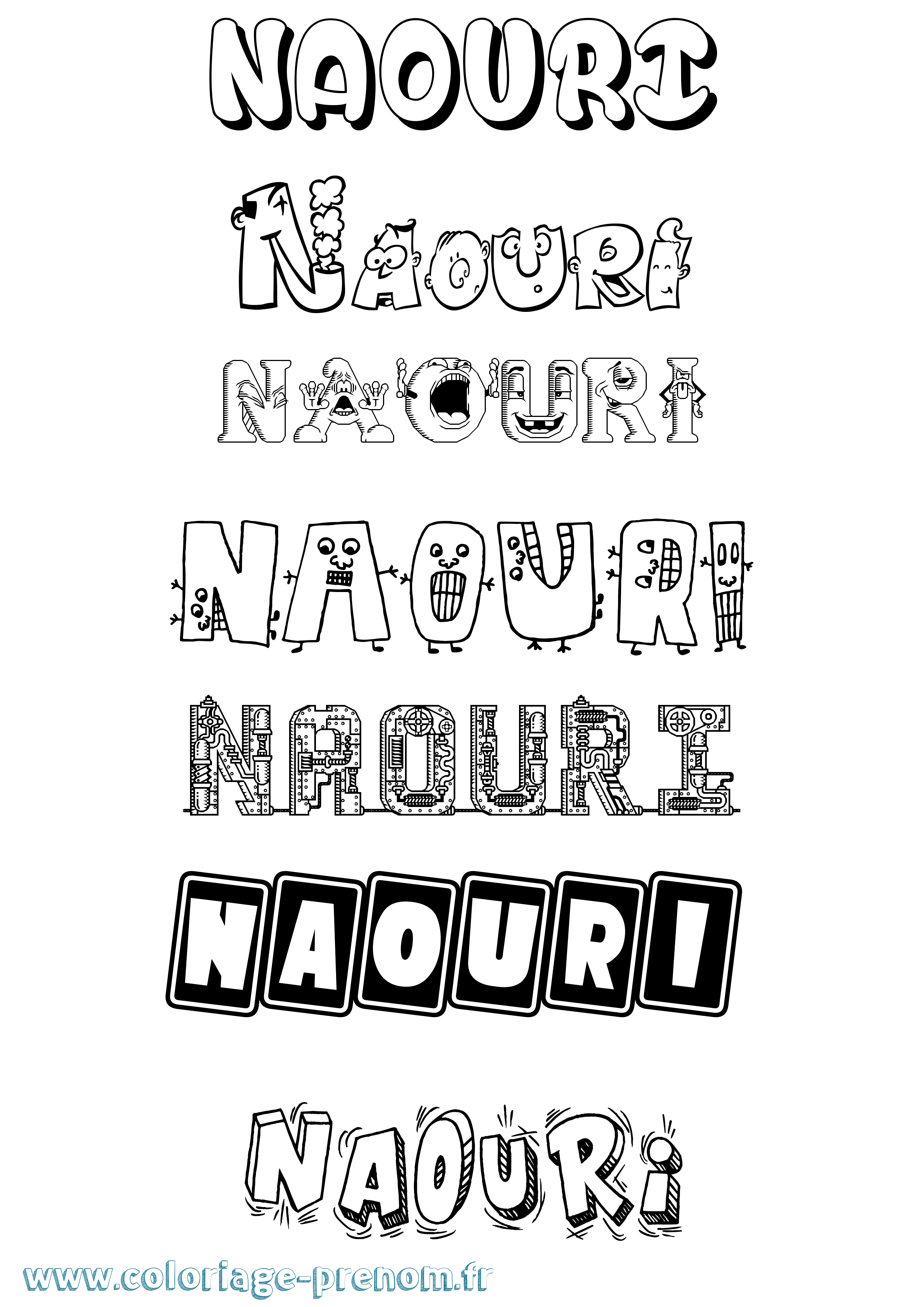 Coloriage Naouri Fun Coloriage prénom Naouri Fun