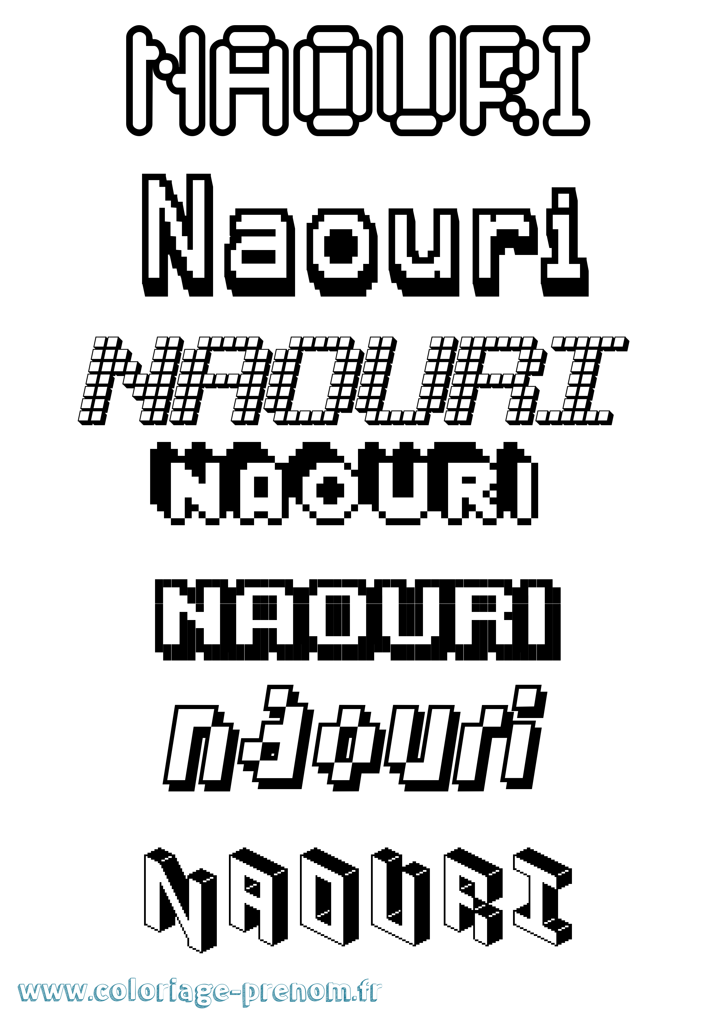 Coloriage Naouri Pixel Coloriage prénom Naouri Pixel