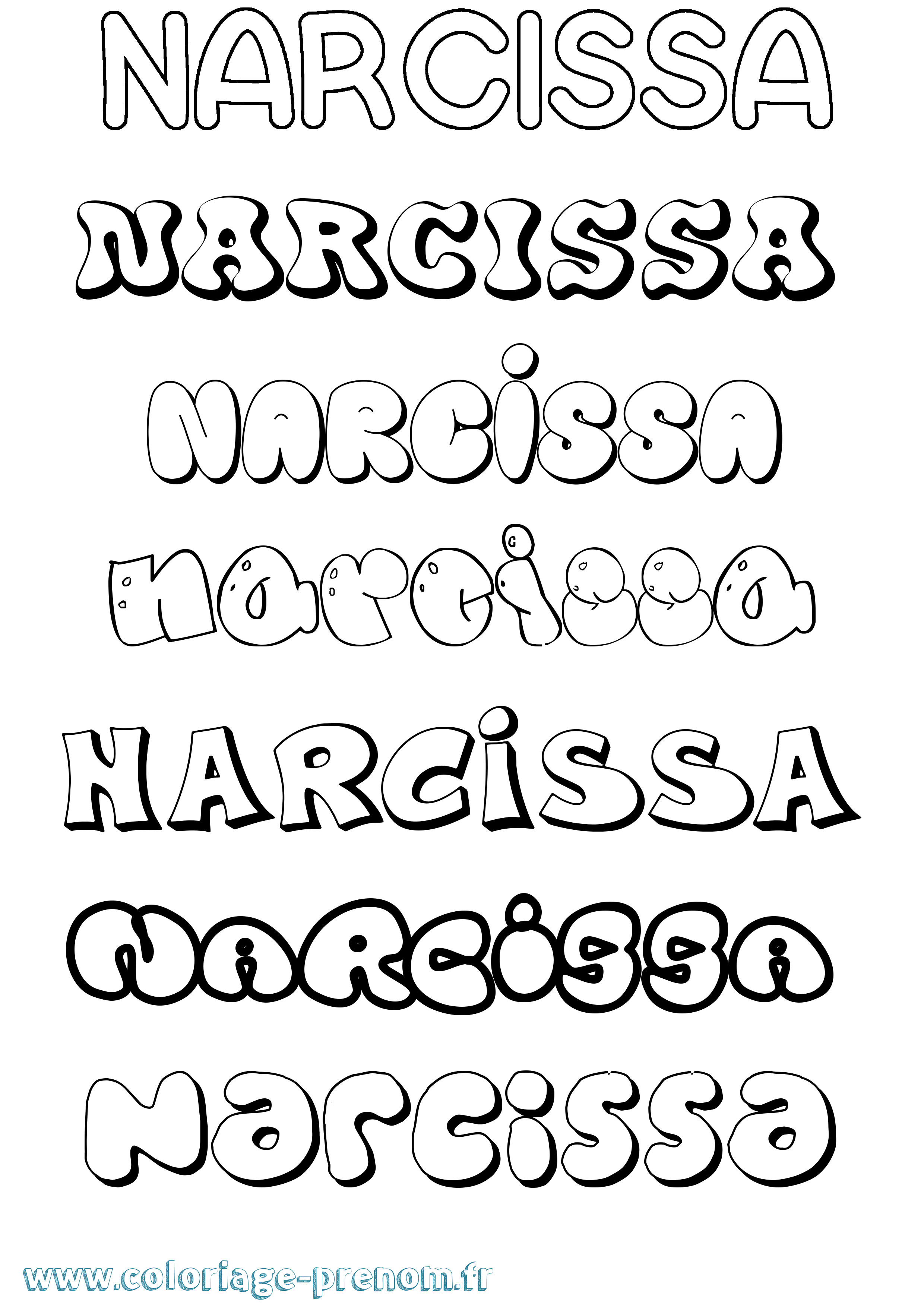 Coloriage Narcissa Bubble Coloriage prénom Narcissa Bubble