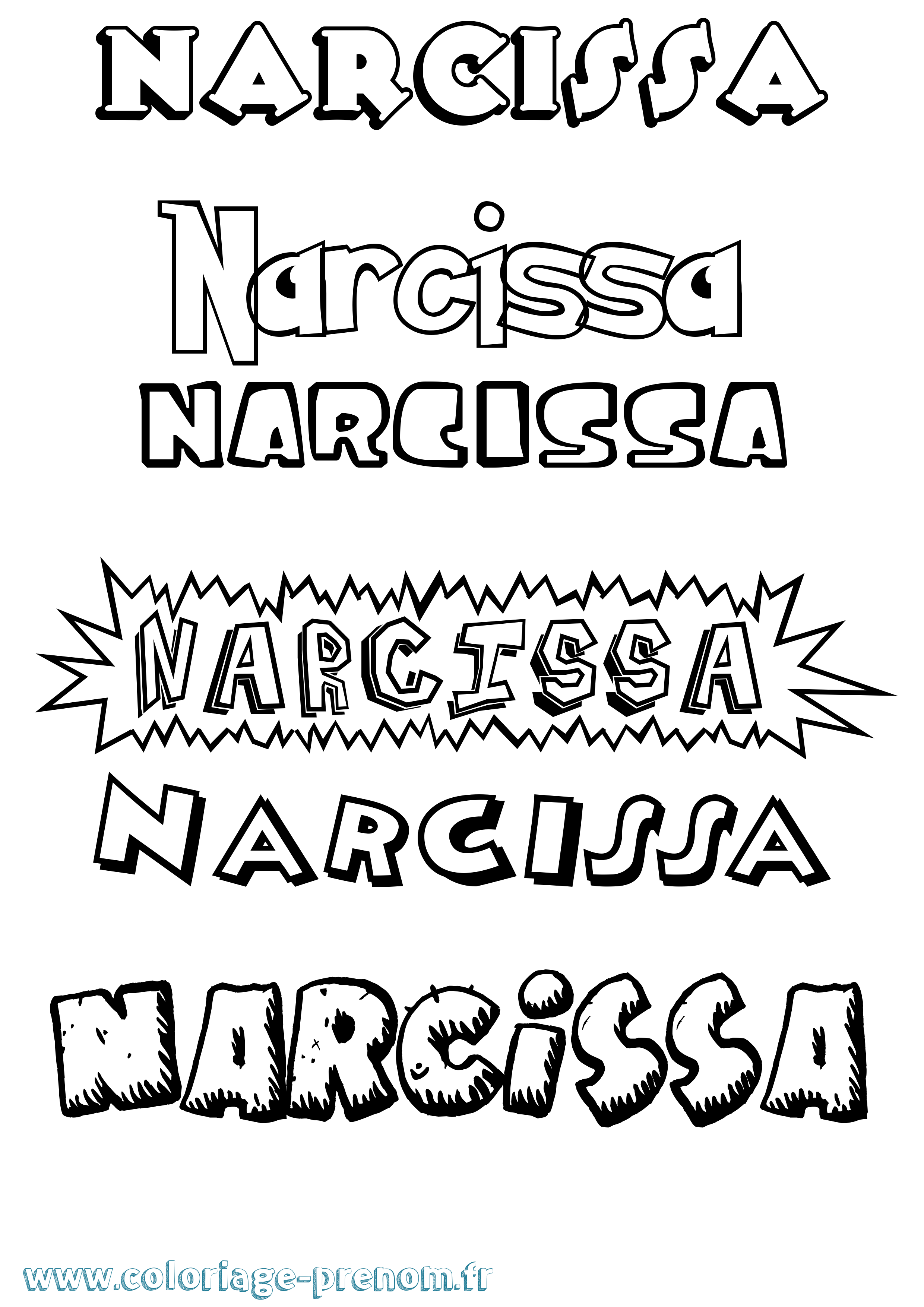 Coloriage Narcissa Dessin Animé Coloriage prénom Narcissa Dessin Animé