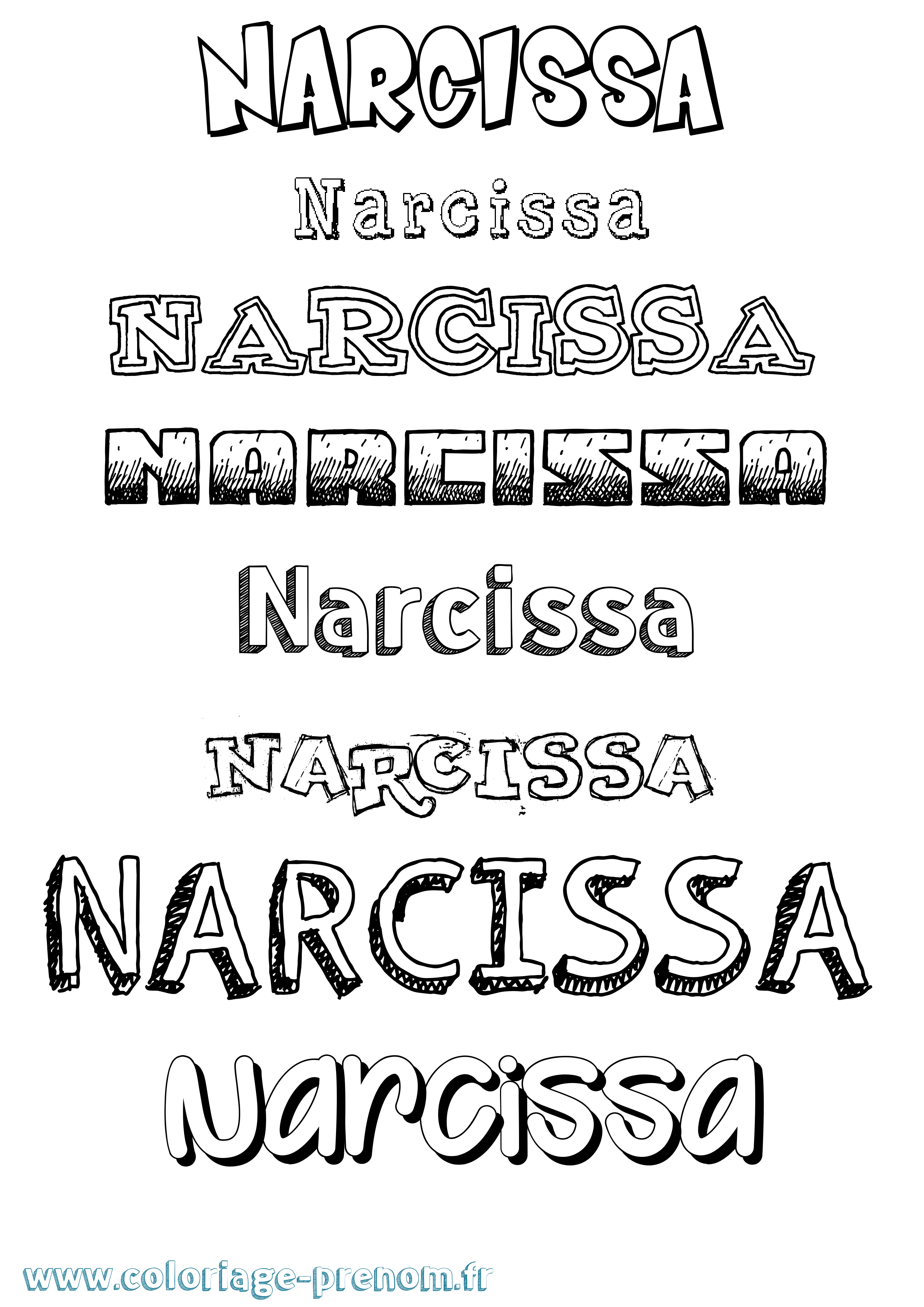 Coloriage Narcissa Dessiné Coloriage prénom Narcissa Dessiné
