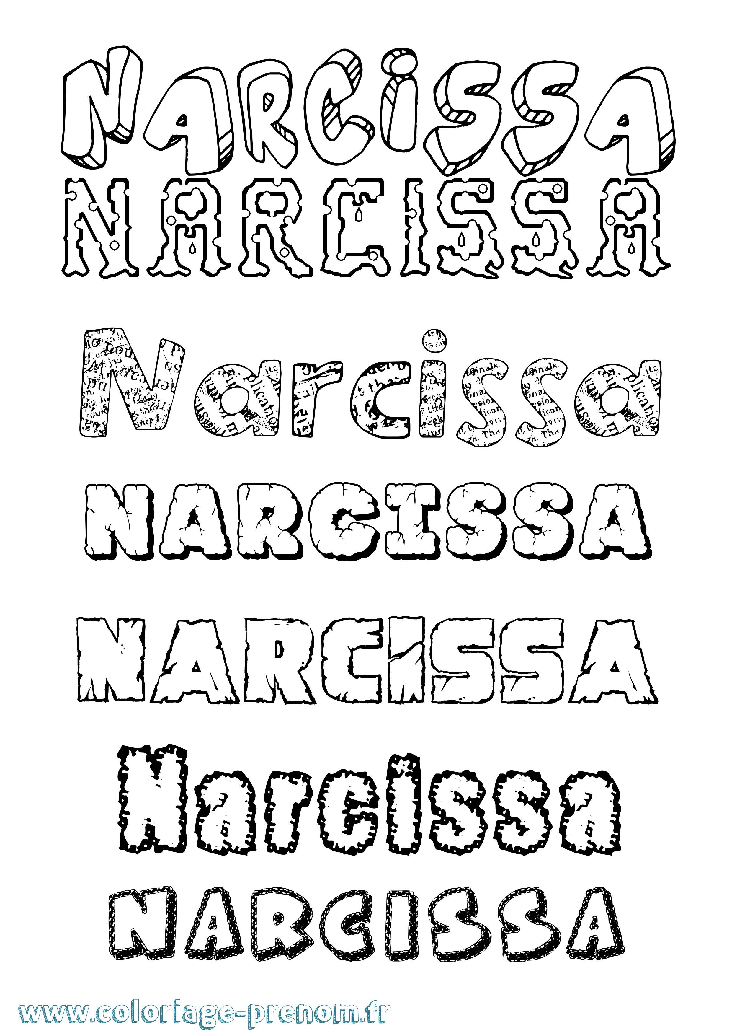 Coloriage Narcissa Destructuré Coloriage prénom Narcissa Destructuré