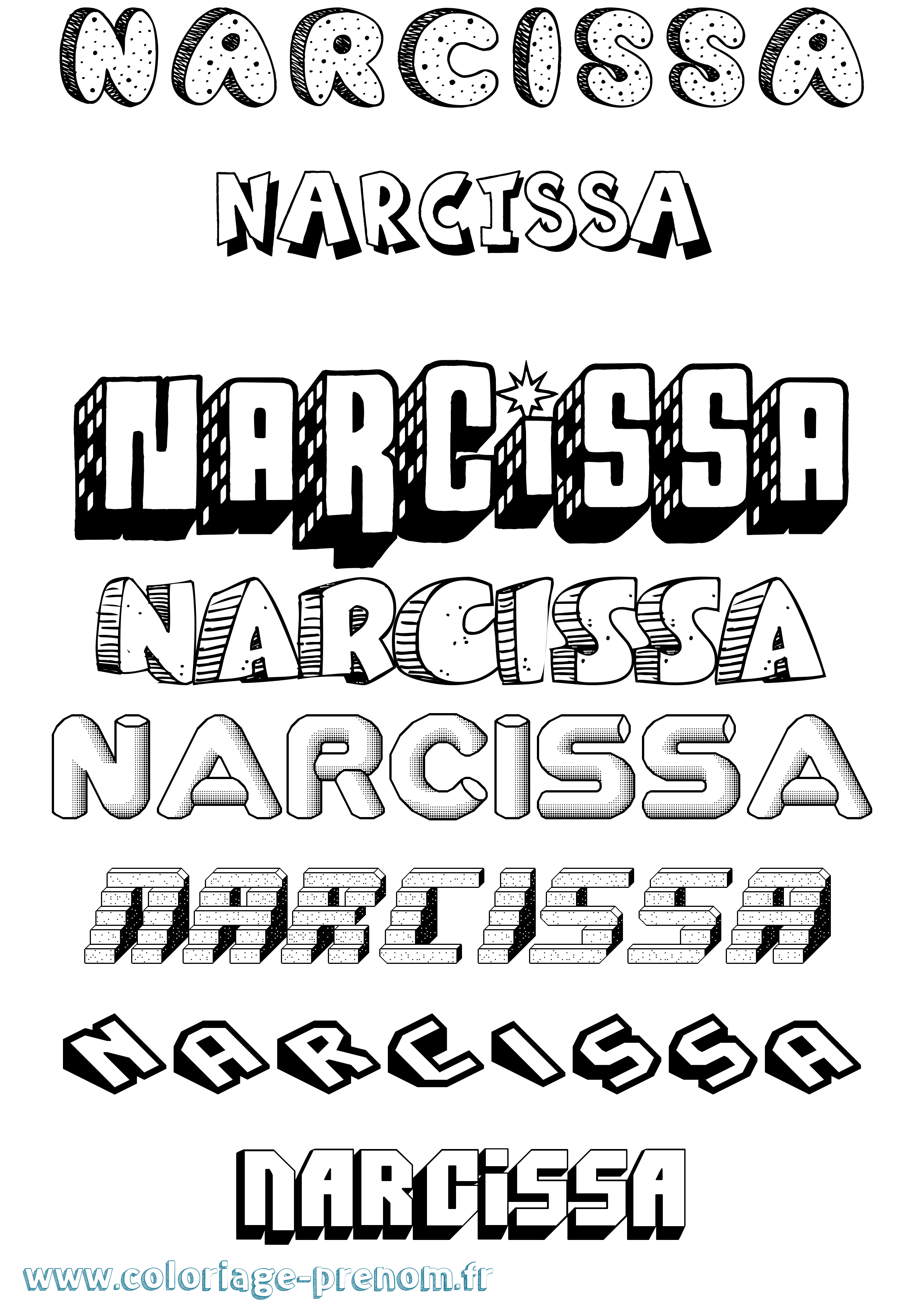 Coloriage Narcissa Effet 3D Coloriage prénom Narcissa Effet 3D