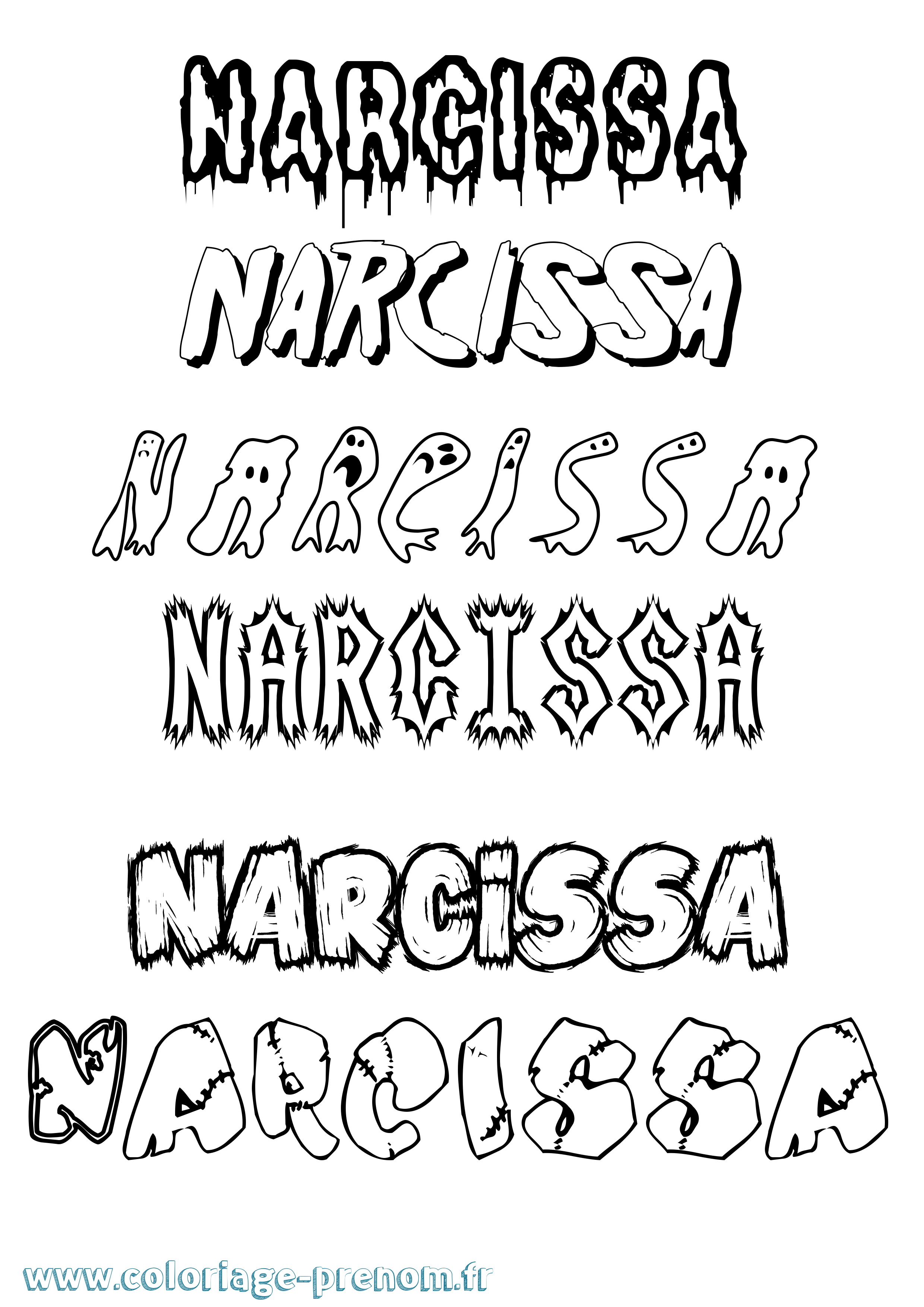 Coloriage Narcissa Frisson Coloriage prénom Narcissa Frisson