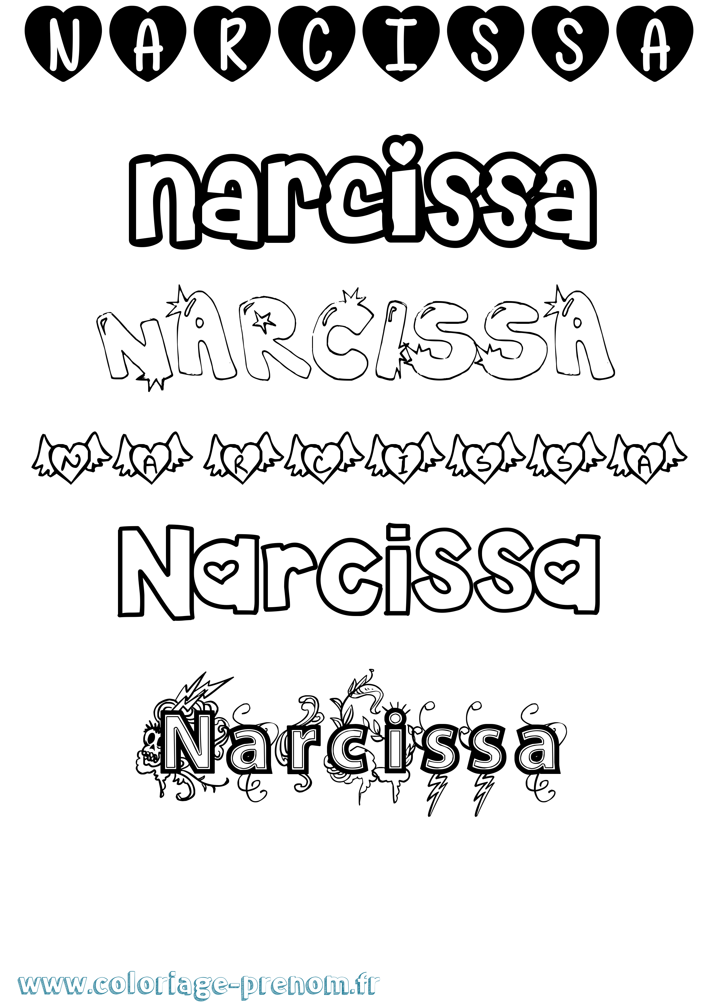 Coloriage Narcissa Girly Coloriage prénom Narcissa Girly