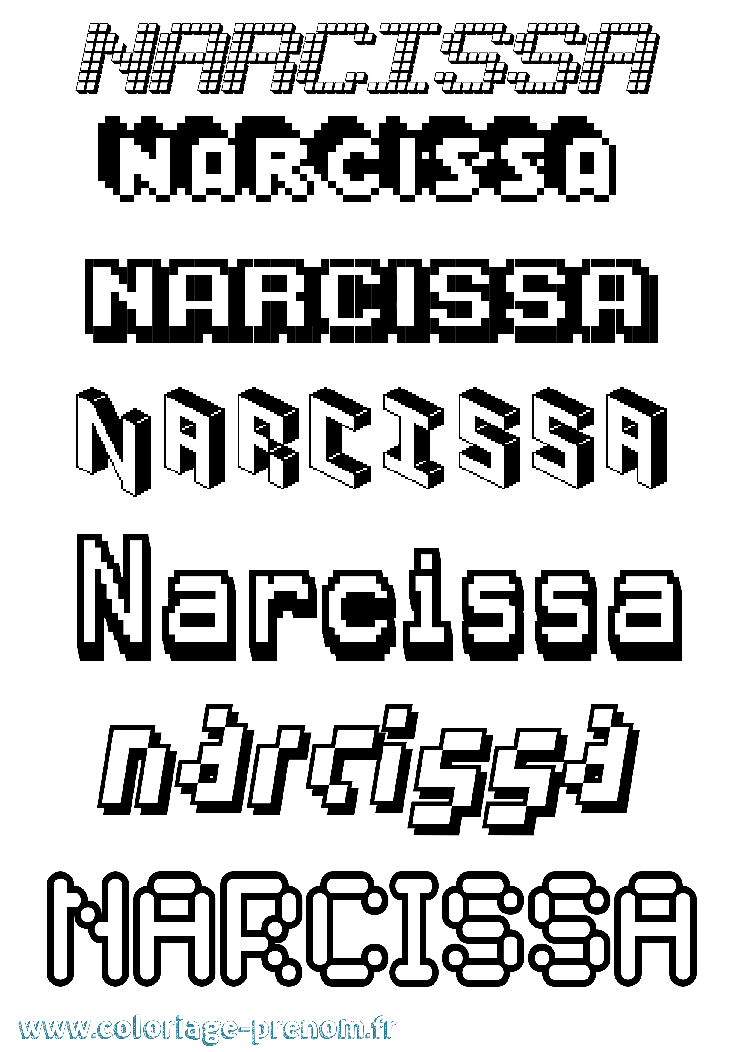 Coloriage Narcissa Pixel Coloriage prénom Narcissa Pixel