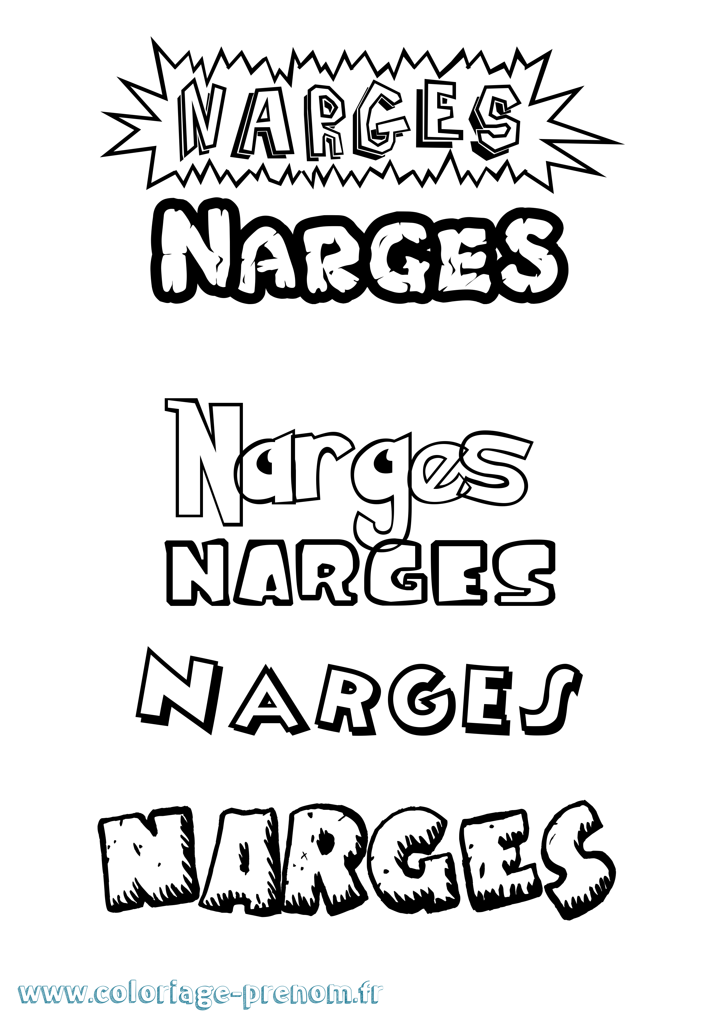 Coloriage Narges Dessin Animé Coloriage prénom Narges Dessin Animé