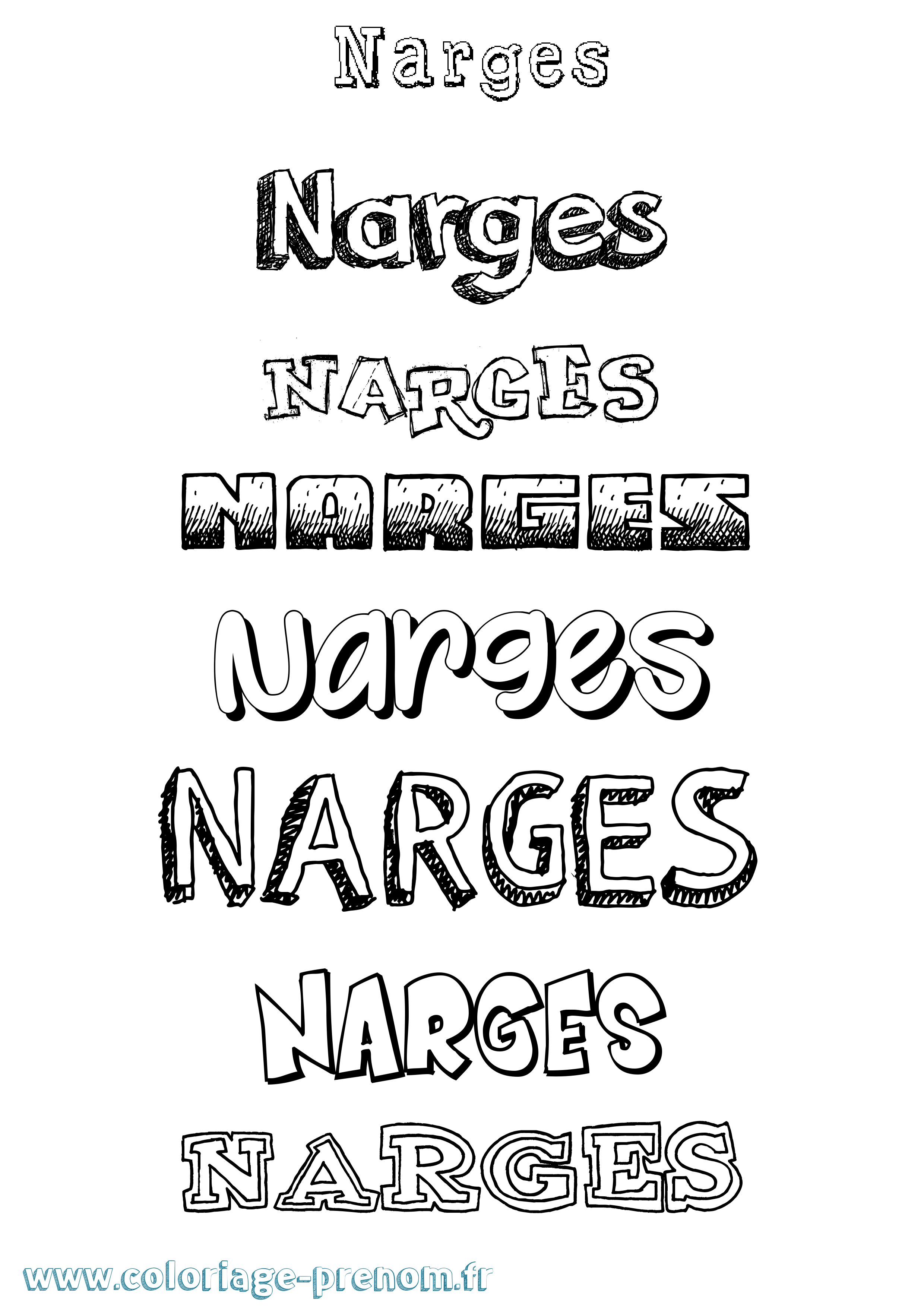 Coloriage Narges Dessiné Coloriage prénom Narges Dessiné