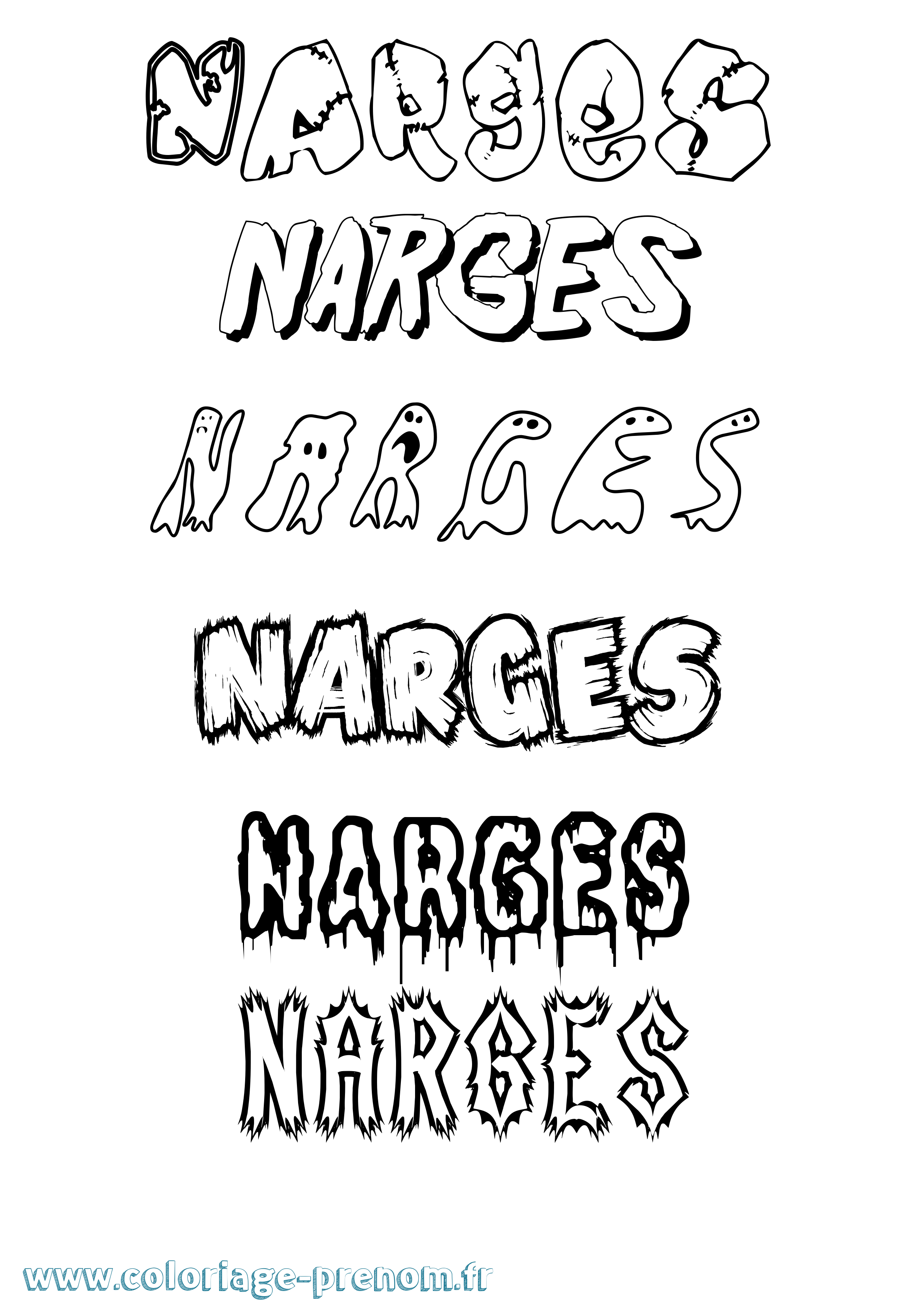Coloriage Narges Frisson Coloriage prénom Narges Frisson