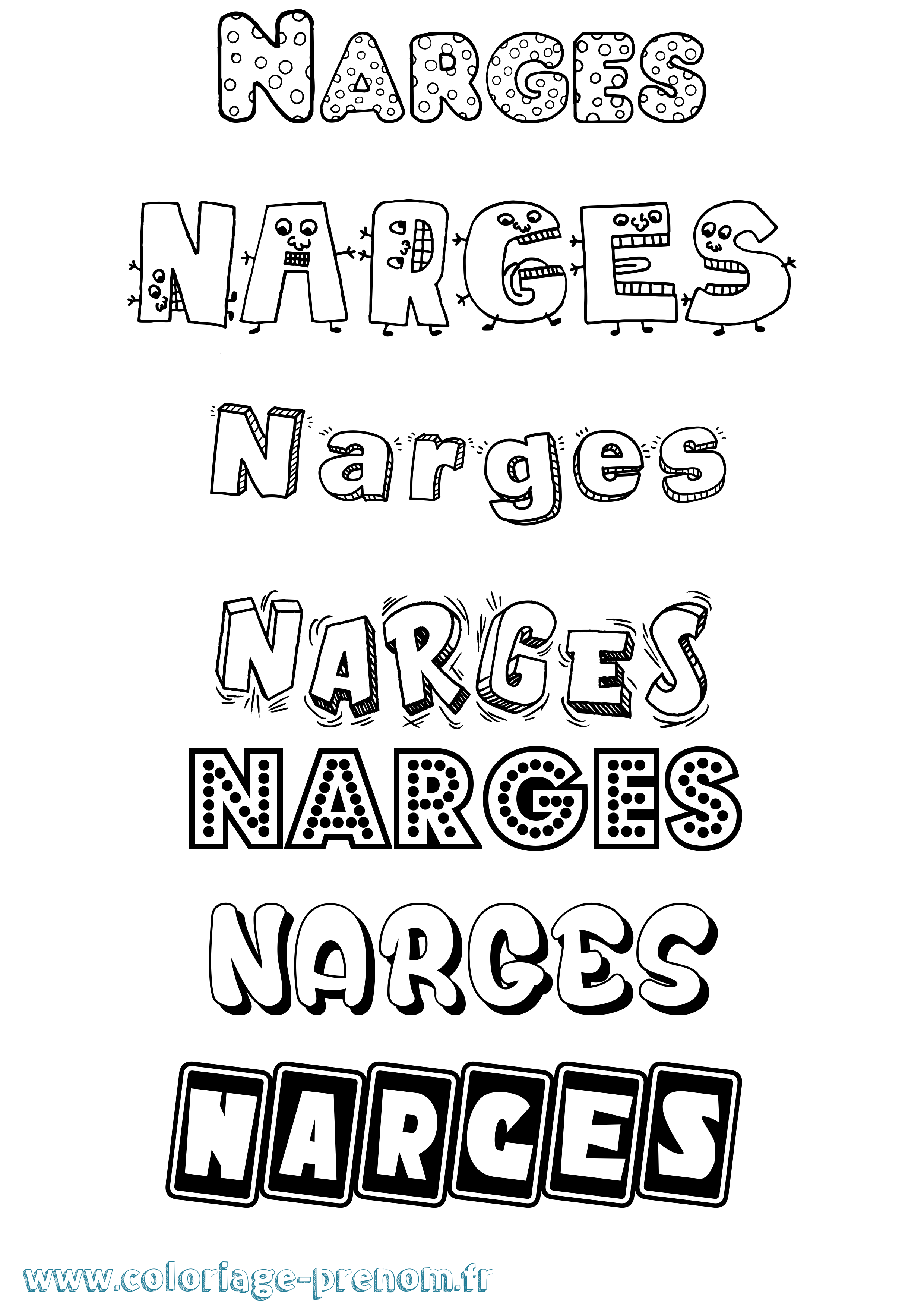 Coloriage Narges Fun Coloriage prénom Narges Fun