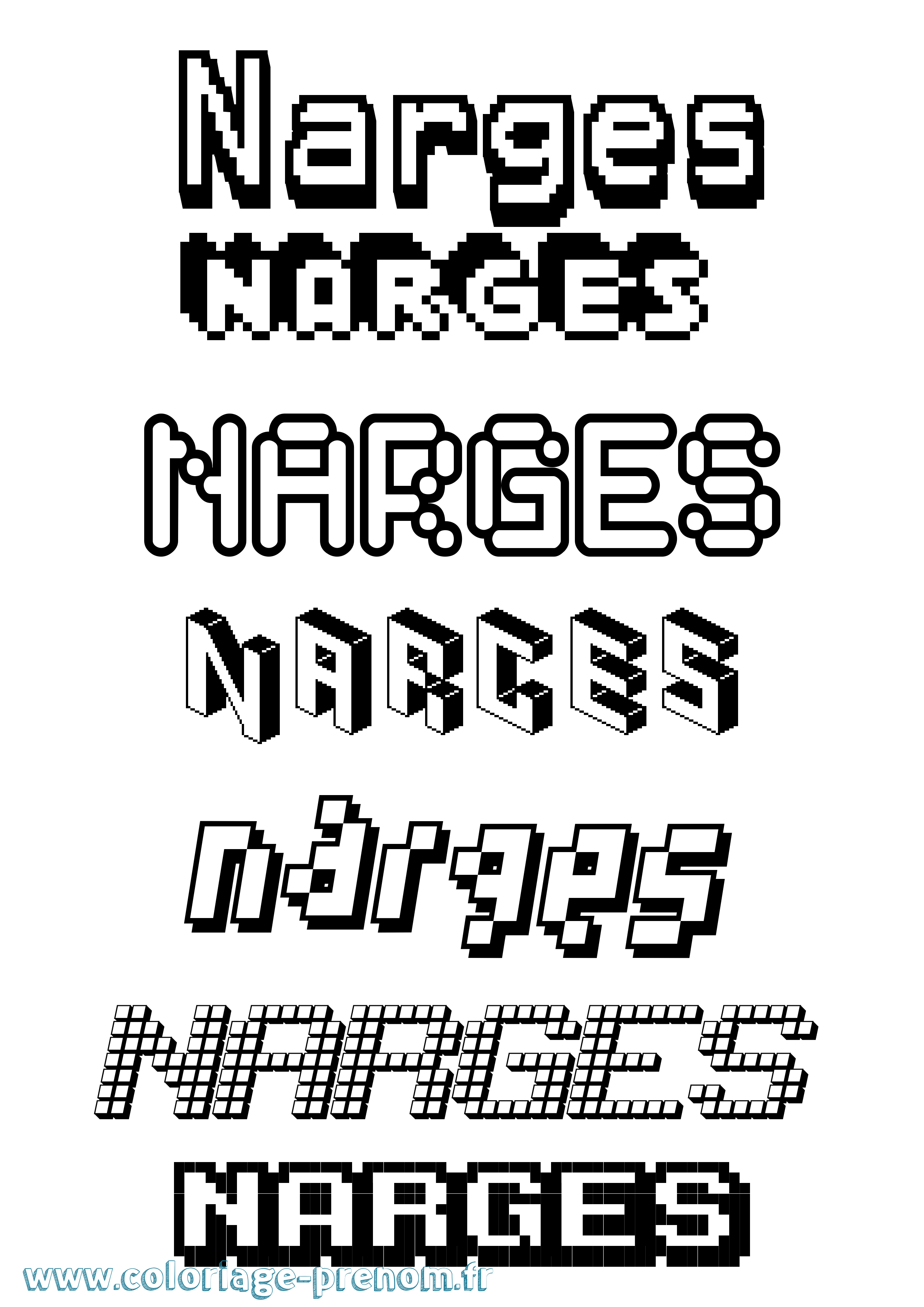 Coloriage Narges Pixel Coloriage prénom Narges Pixel