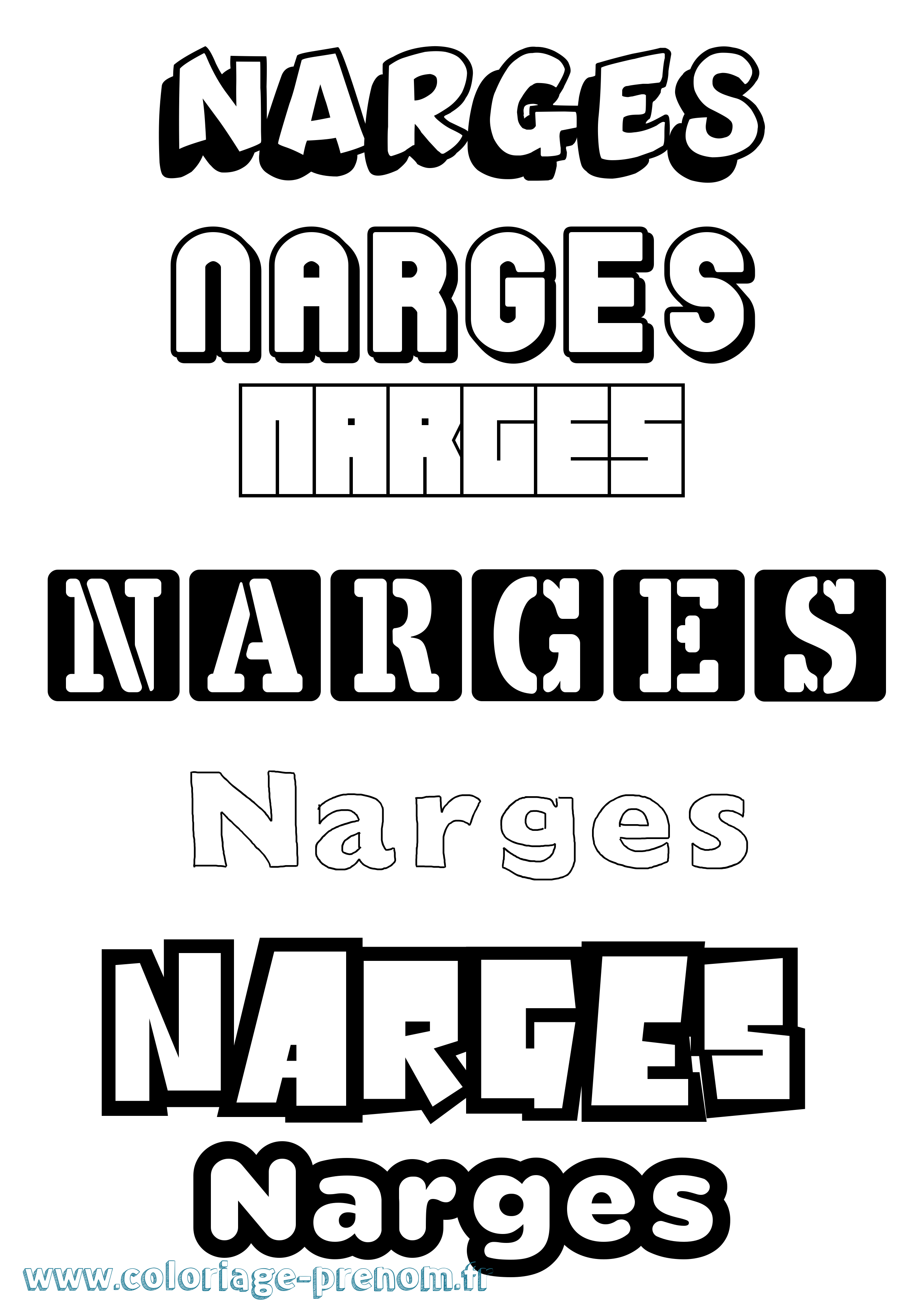 Coloriage Narges Simple Coloriage prénom Narges Simple