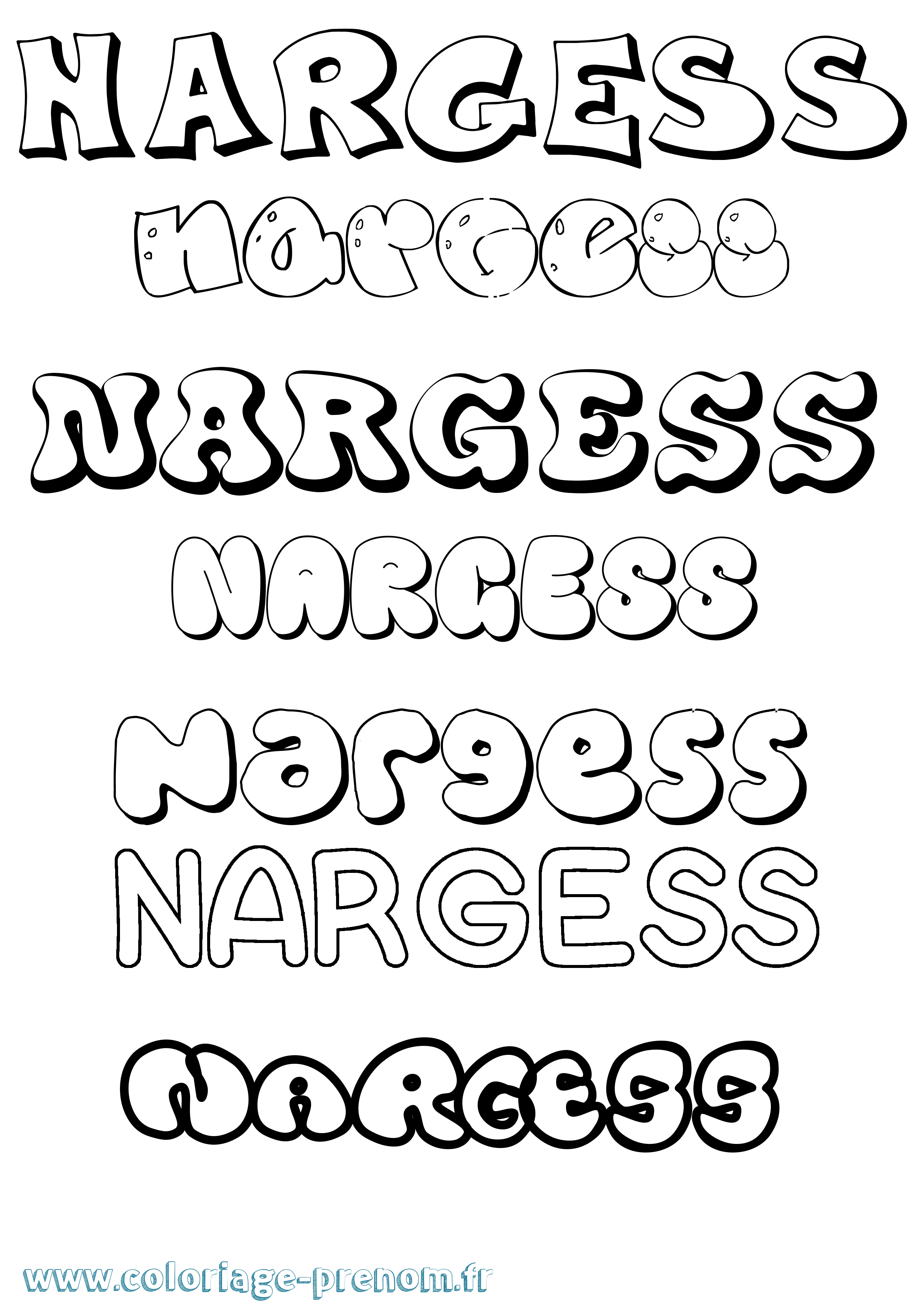 Coloriage Nargess Bubble Coloriage prénom Nargess Bubble