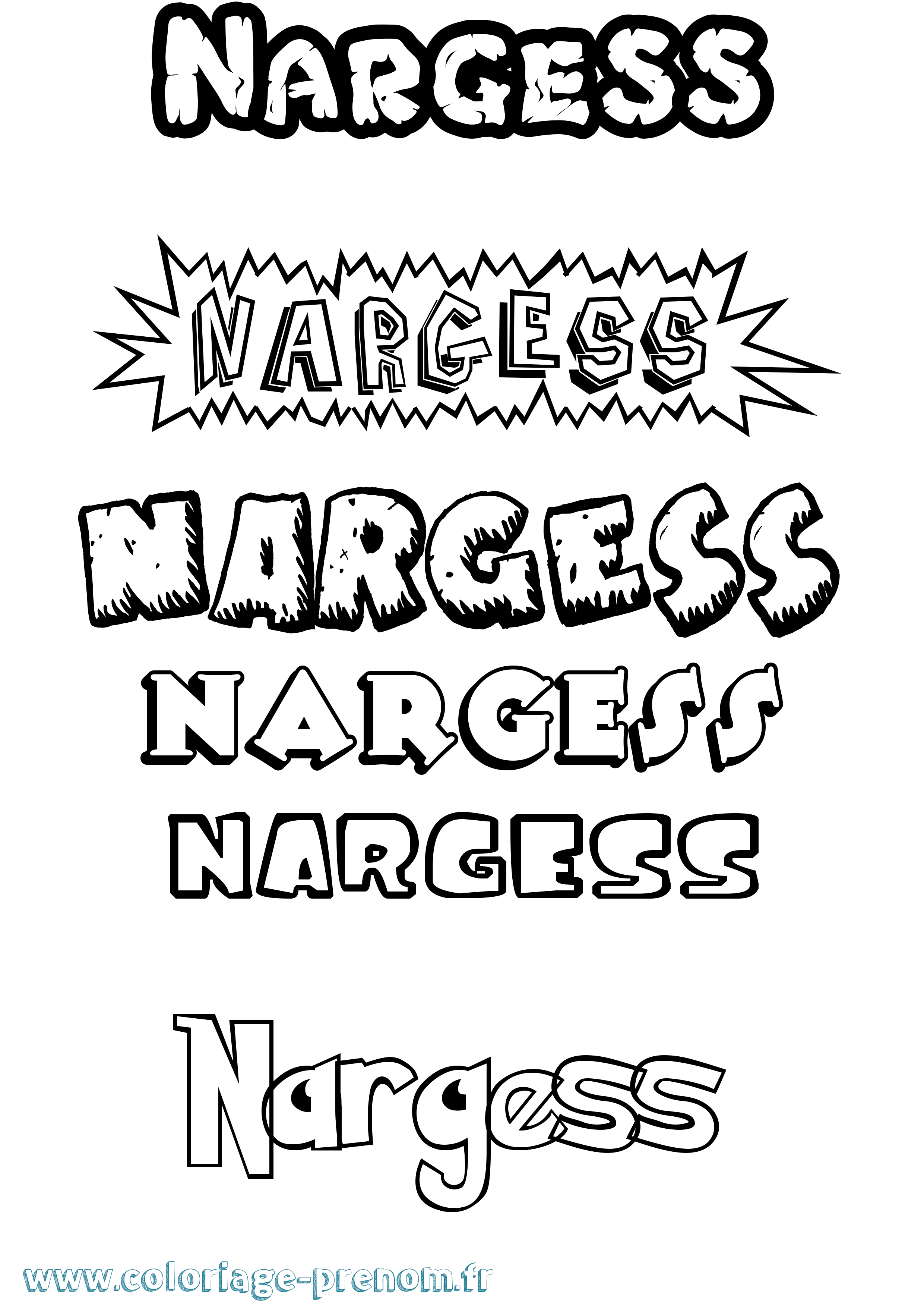 Coloriage Nargess Dessin Animé Coloriage prénom Nargess Dessin Animé