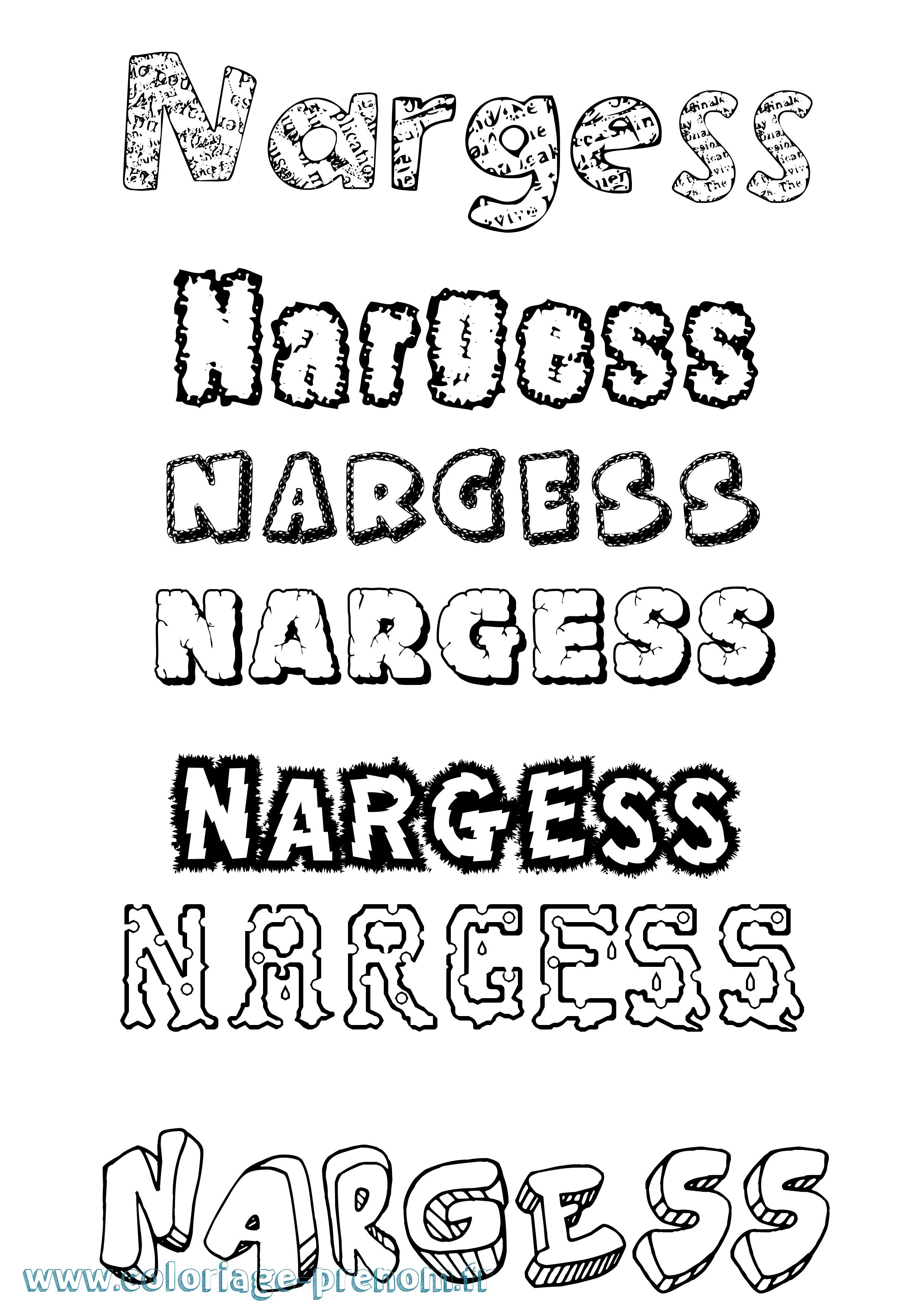 Coloriage Nargess Destructuré Coloriage prénom Nargess Destructuré