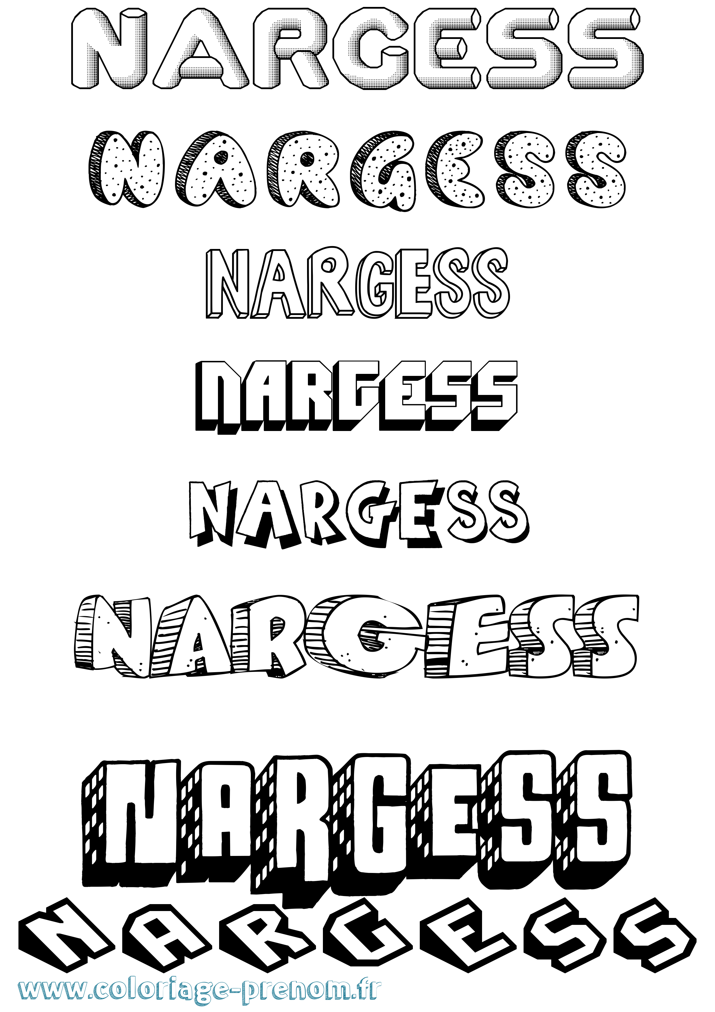 Coloriage Nargess Effet 3D Coloriage prénom Nargess Effet 3D