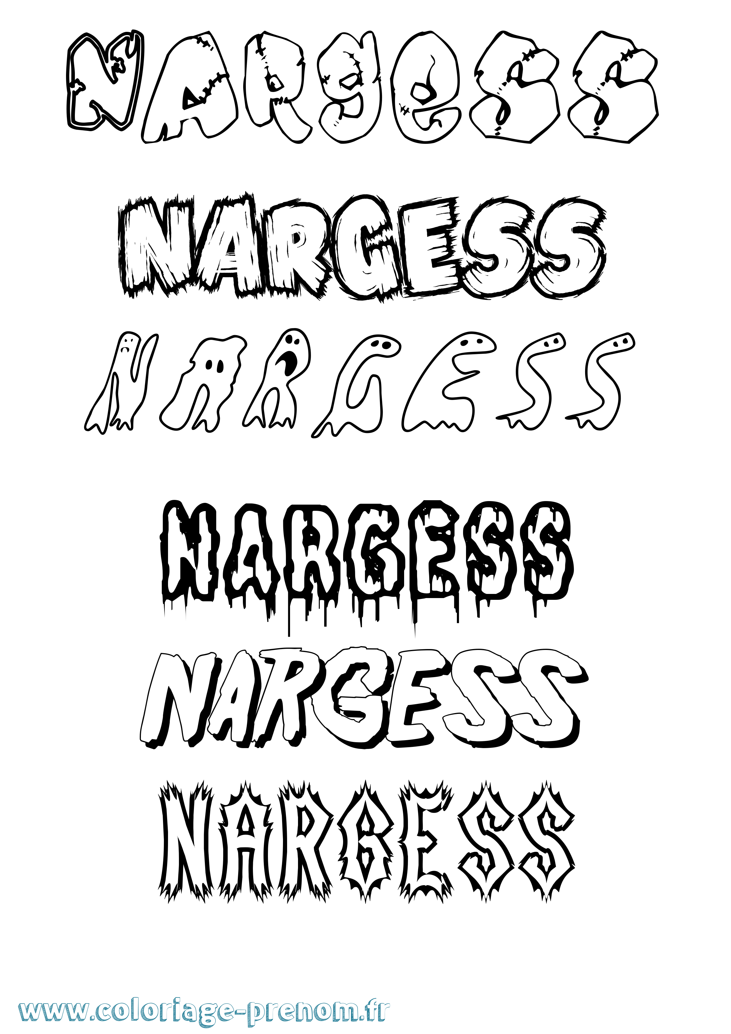 Coloriage Nargess Frisson Coloriage prénom Nargess Frisson