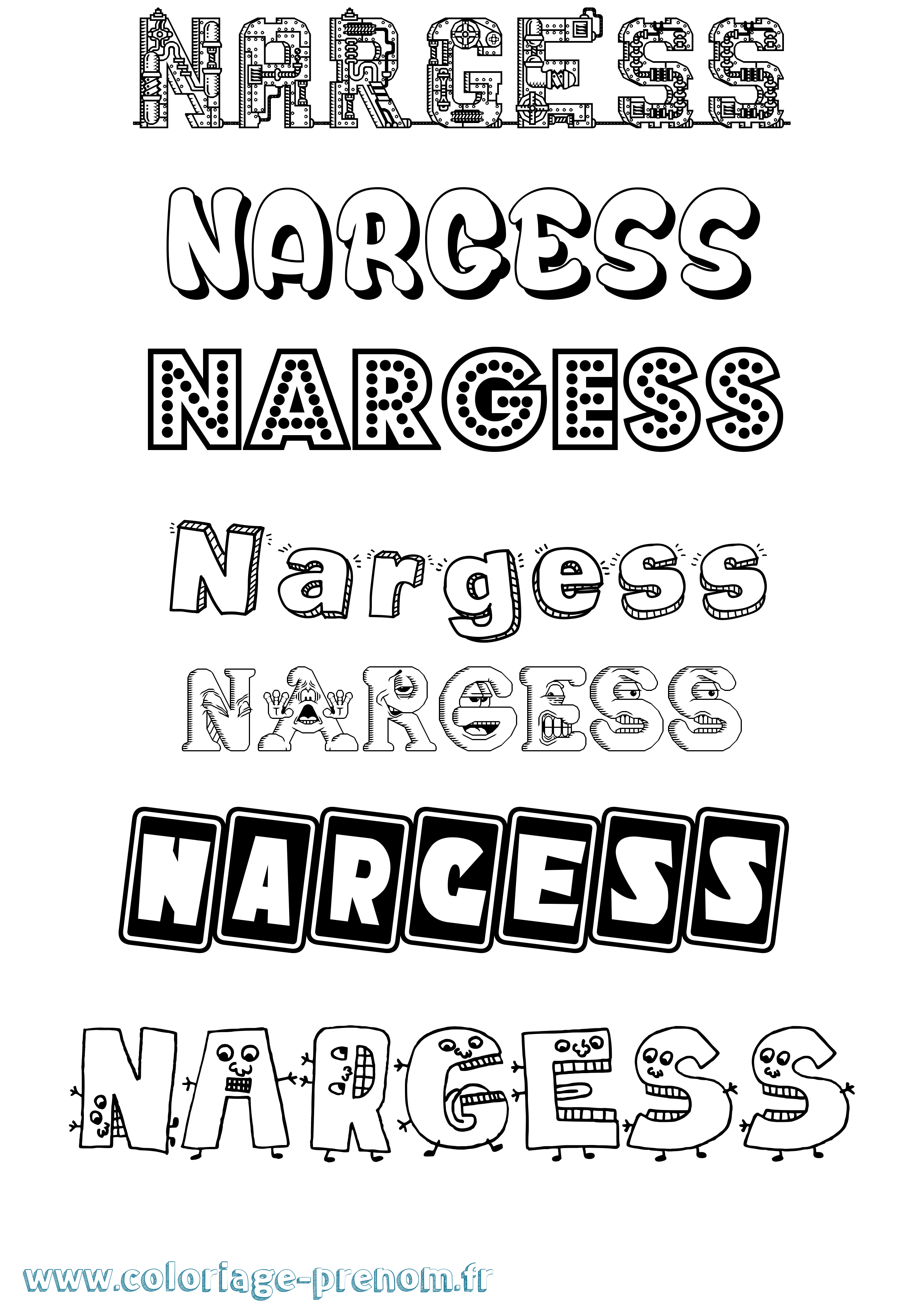 Coloriage Nargess Fun Coloriage prénom Nargess Fun