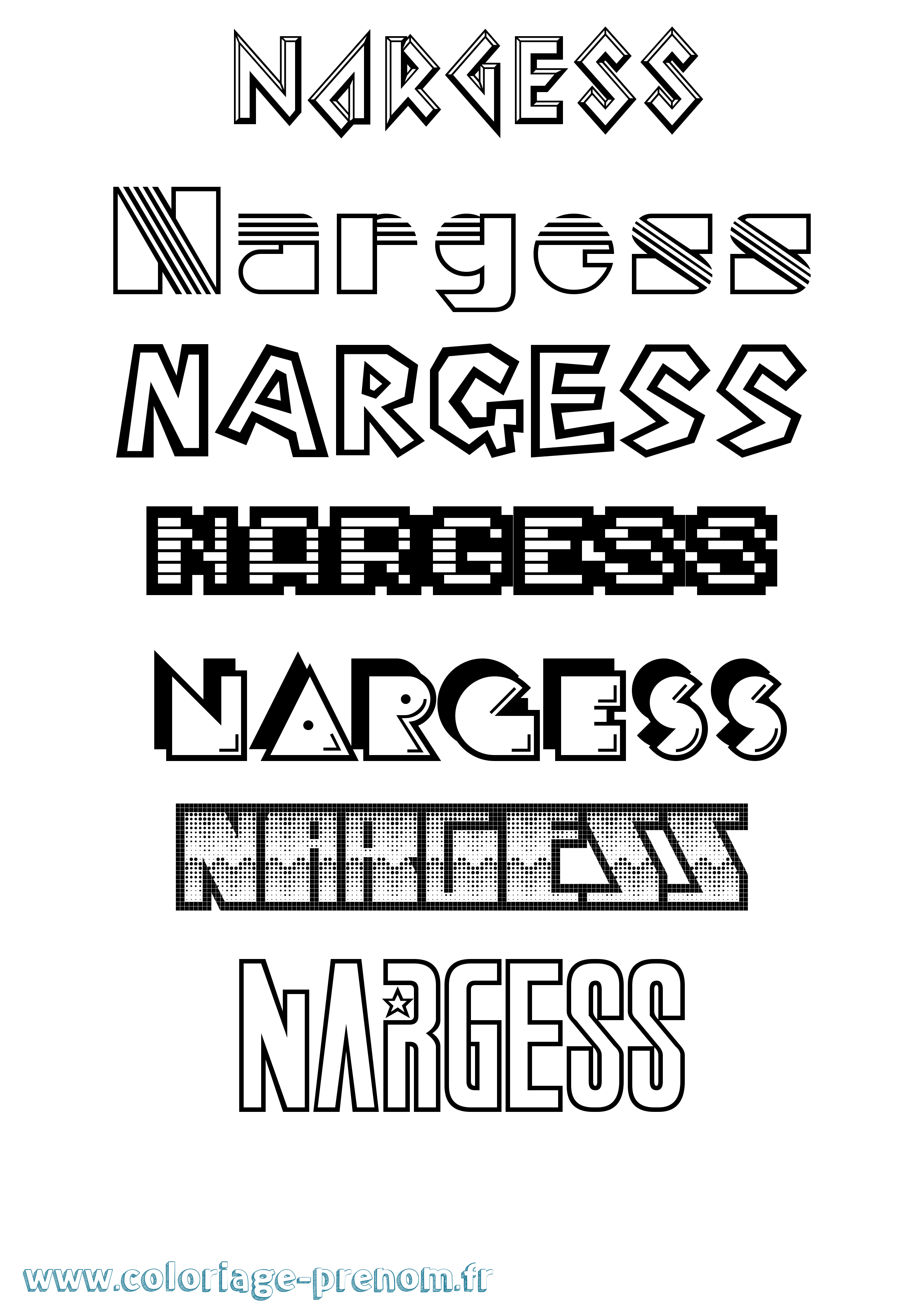 Coloriage Nargess Jeux Vidéos Coloriage prénom Nargess Jeux Vidéos