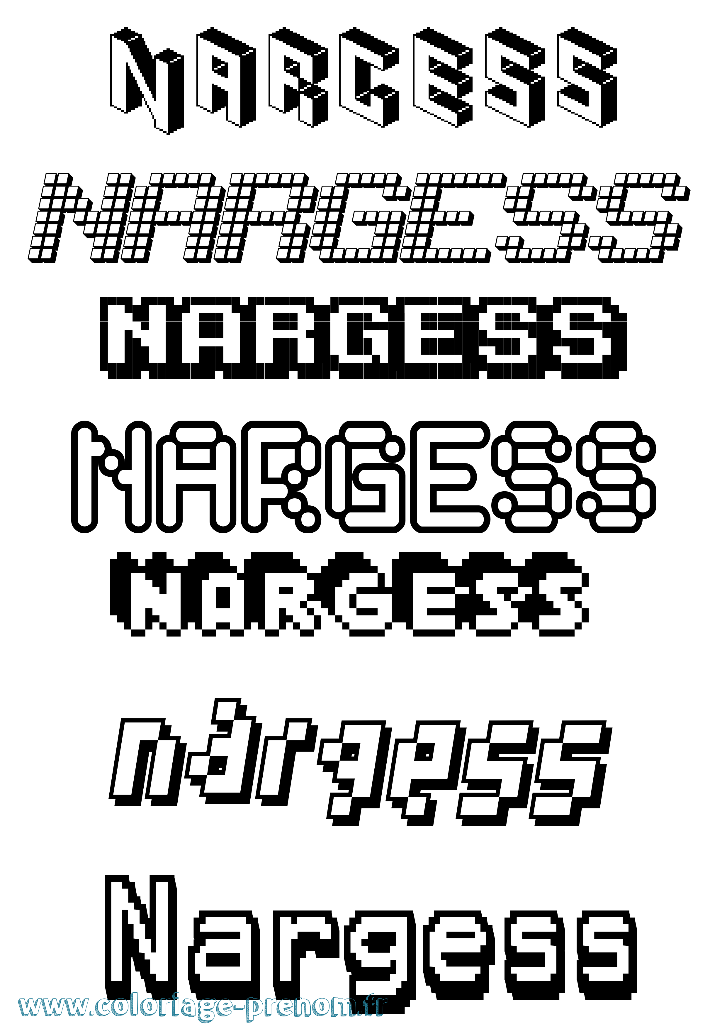 Coloriage Nargess Pixel Coloriage prénom Nargess Pixel