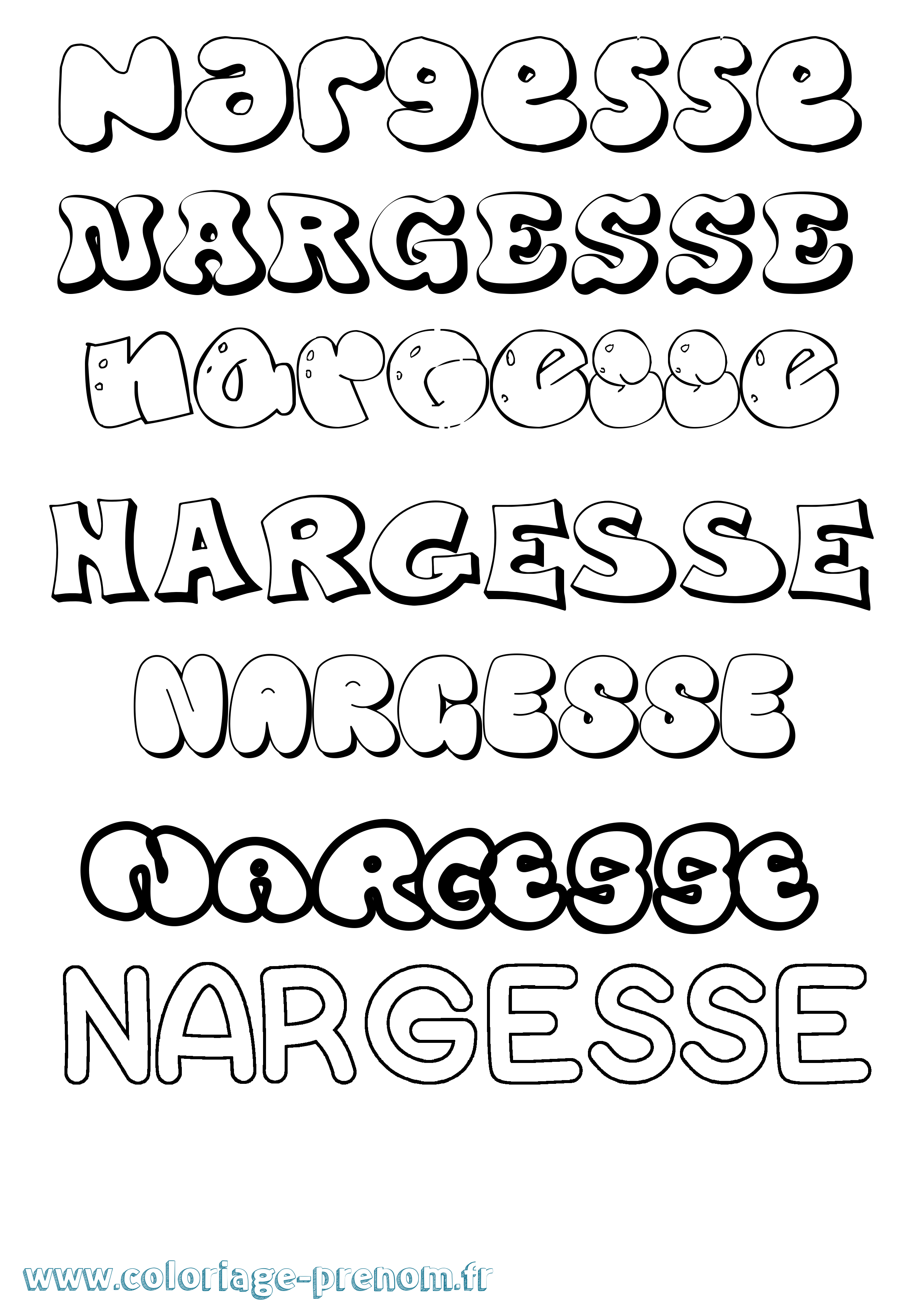 Coloriage Nargesse Bubble Coloriage prénom Nargesse Bubble