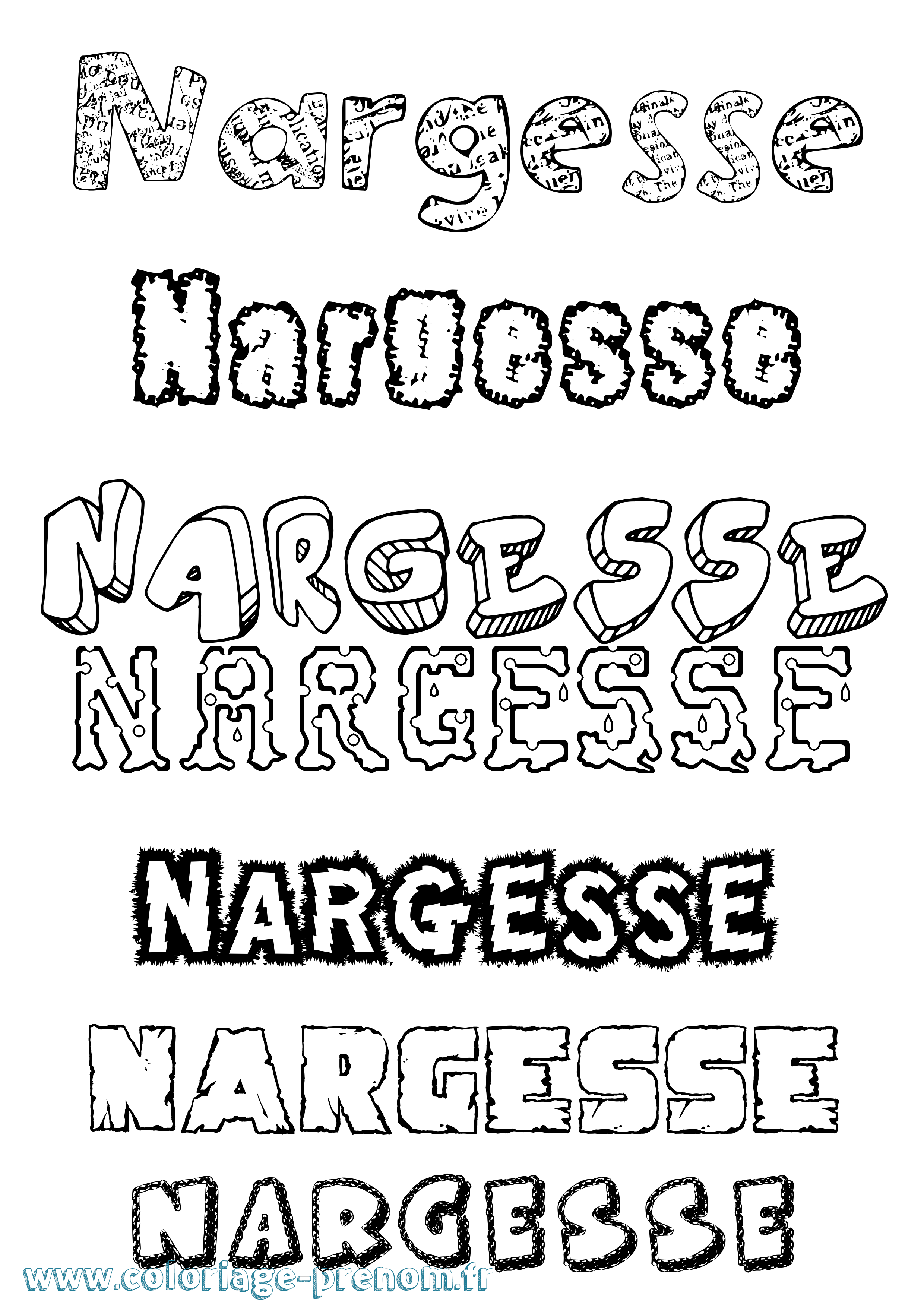 Coloriage Nargesse Destructuré Coloriage prénom Nargesse Destructuré