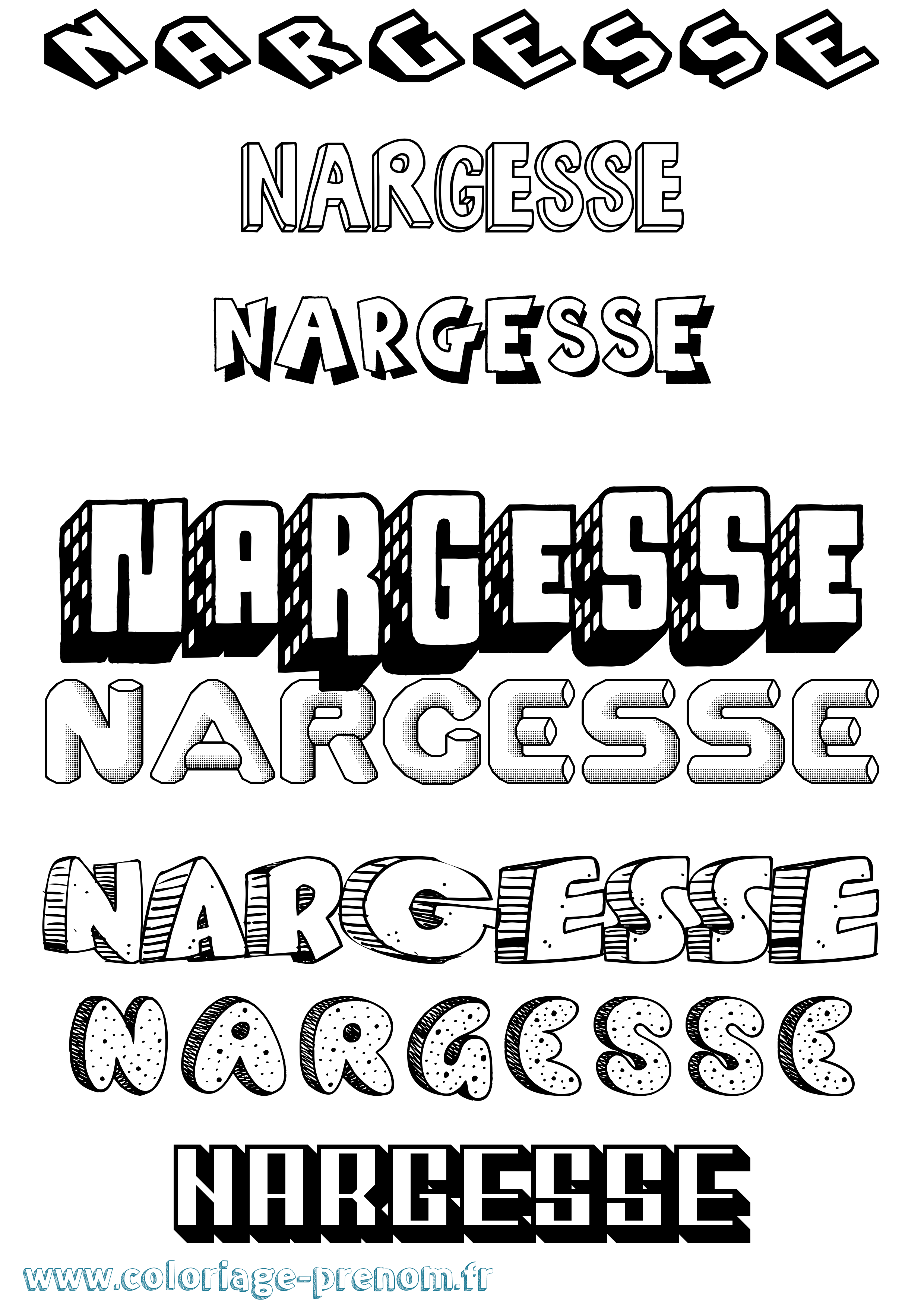 Coloriage Nargesse Effet 3D Coloriage prénom Nargesse Effet 3D