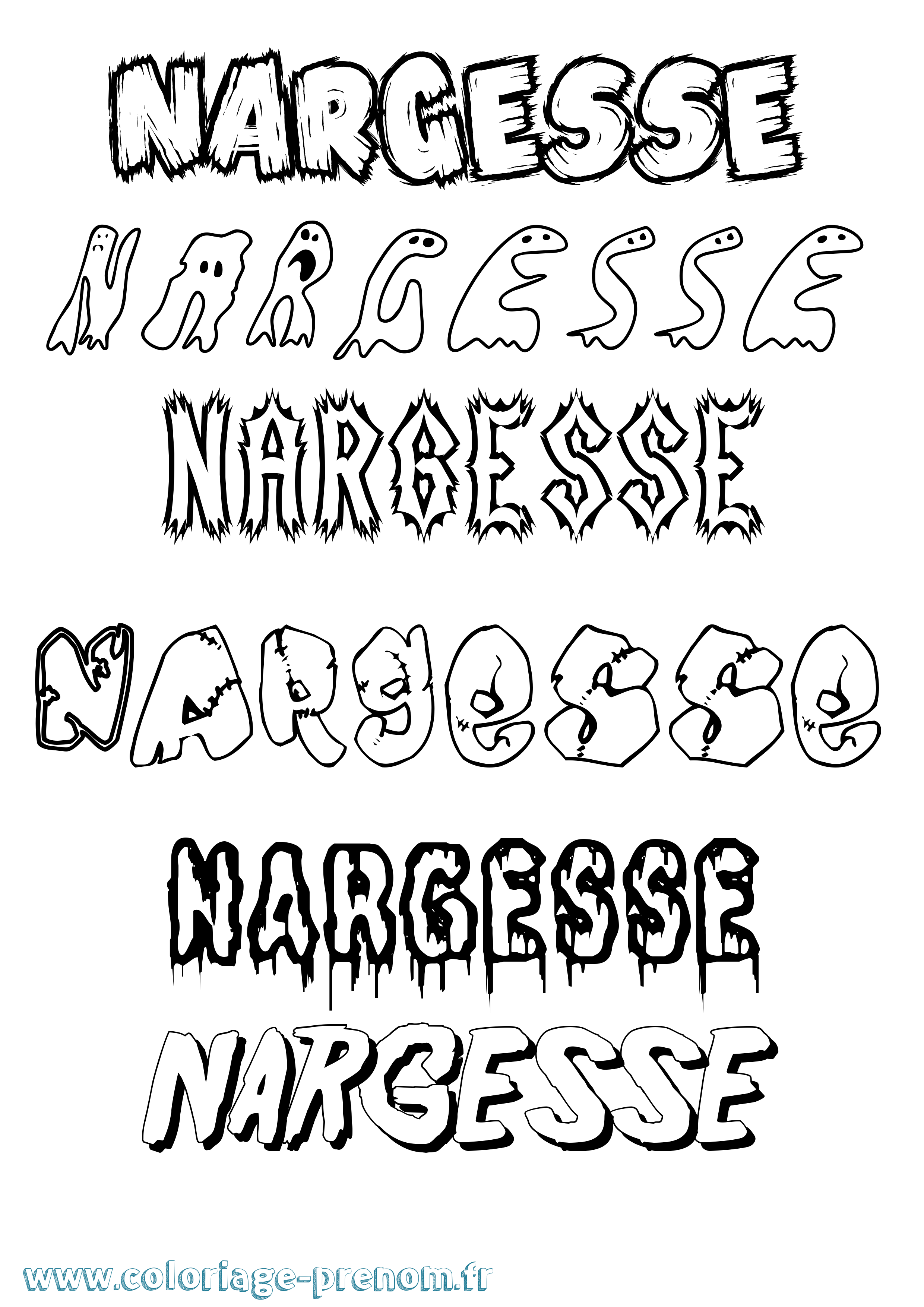 Coloriage Nargesse Frisson Coloriage prénom Nargesse Frisson