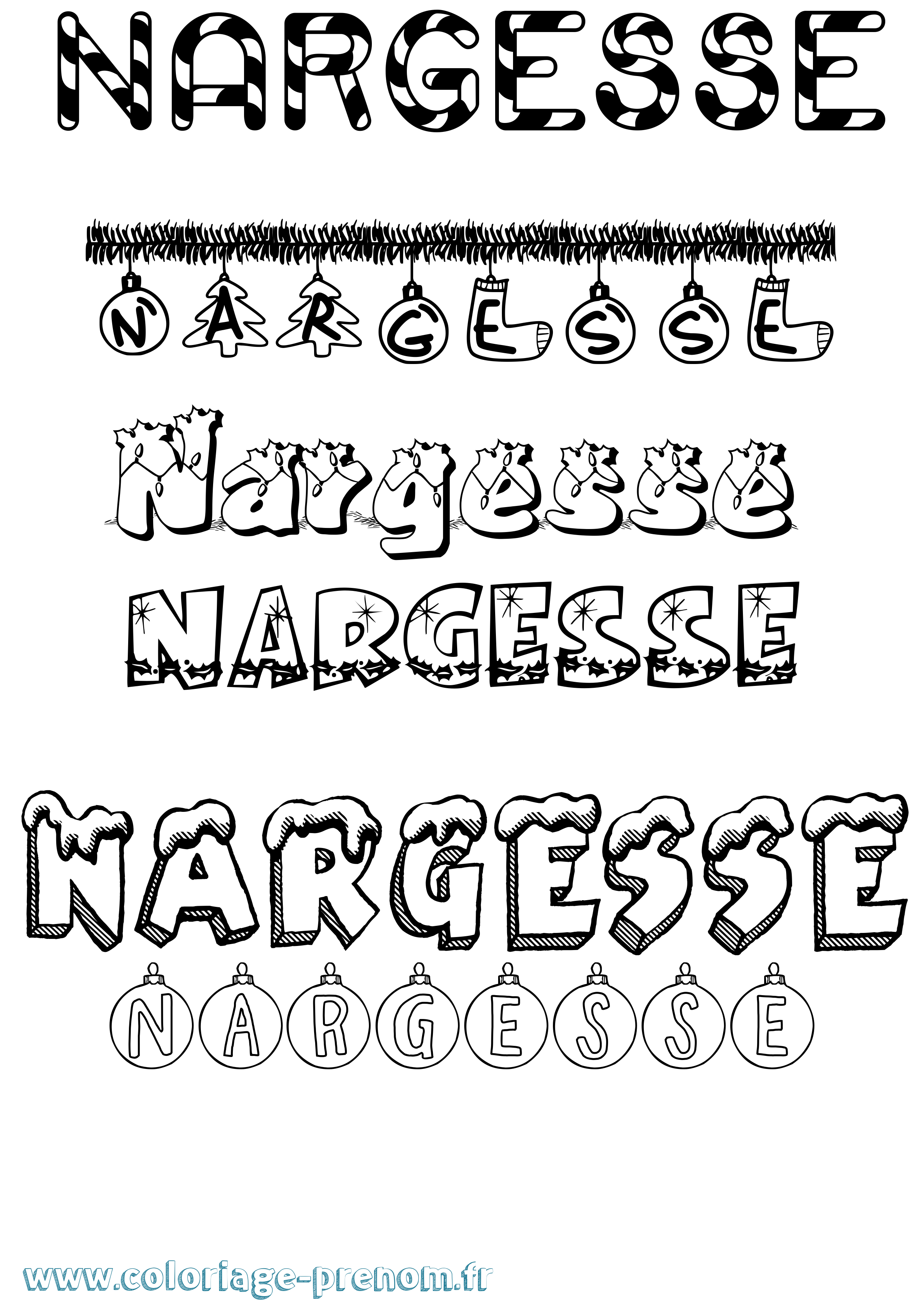 Coloriage Nargesse Noël Coloriage prénom Nargesse Noël