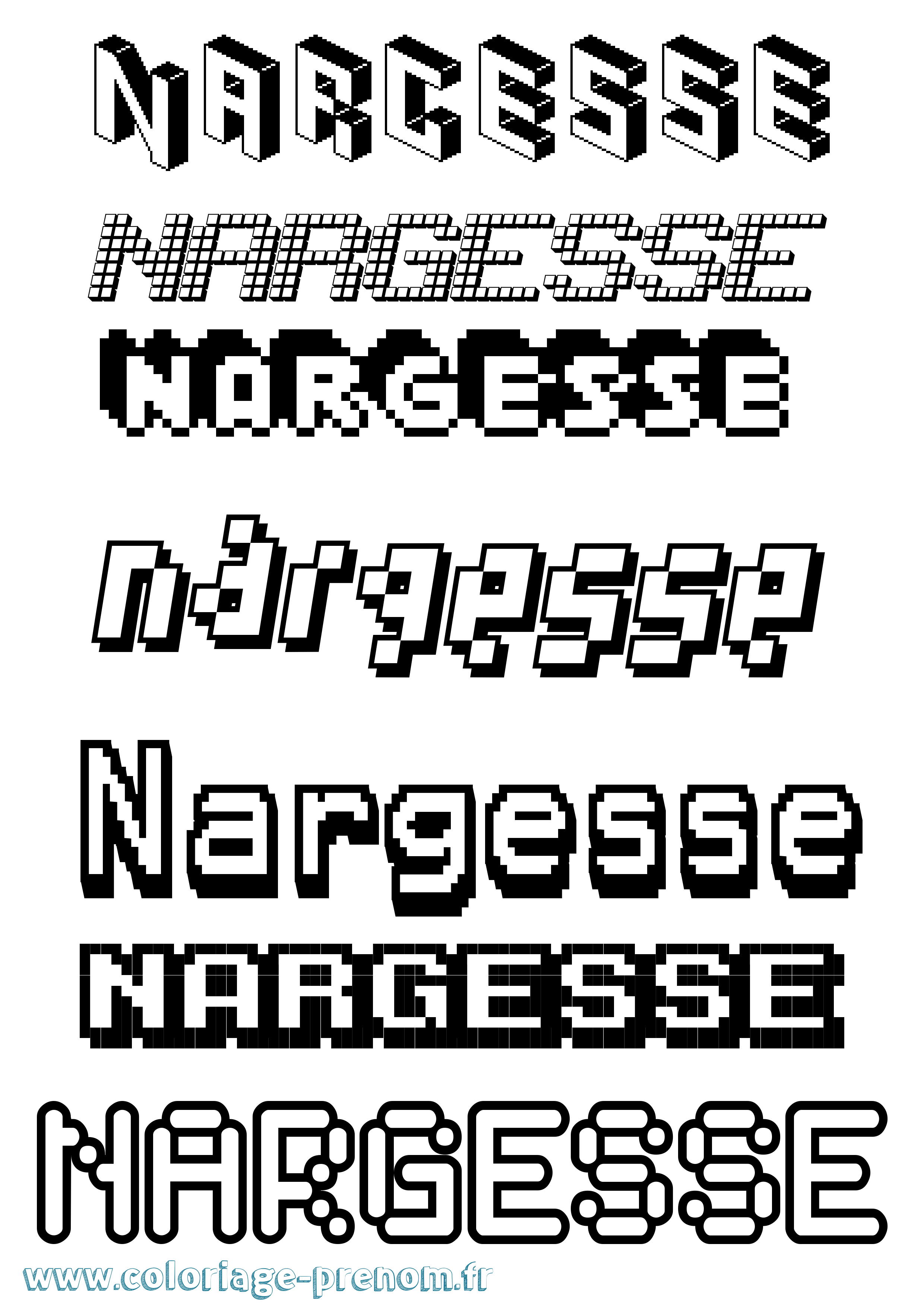 Coloriage Nargesse Pixel Coloriage prénom Nargesse Pixel