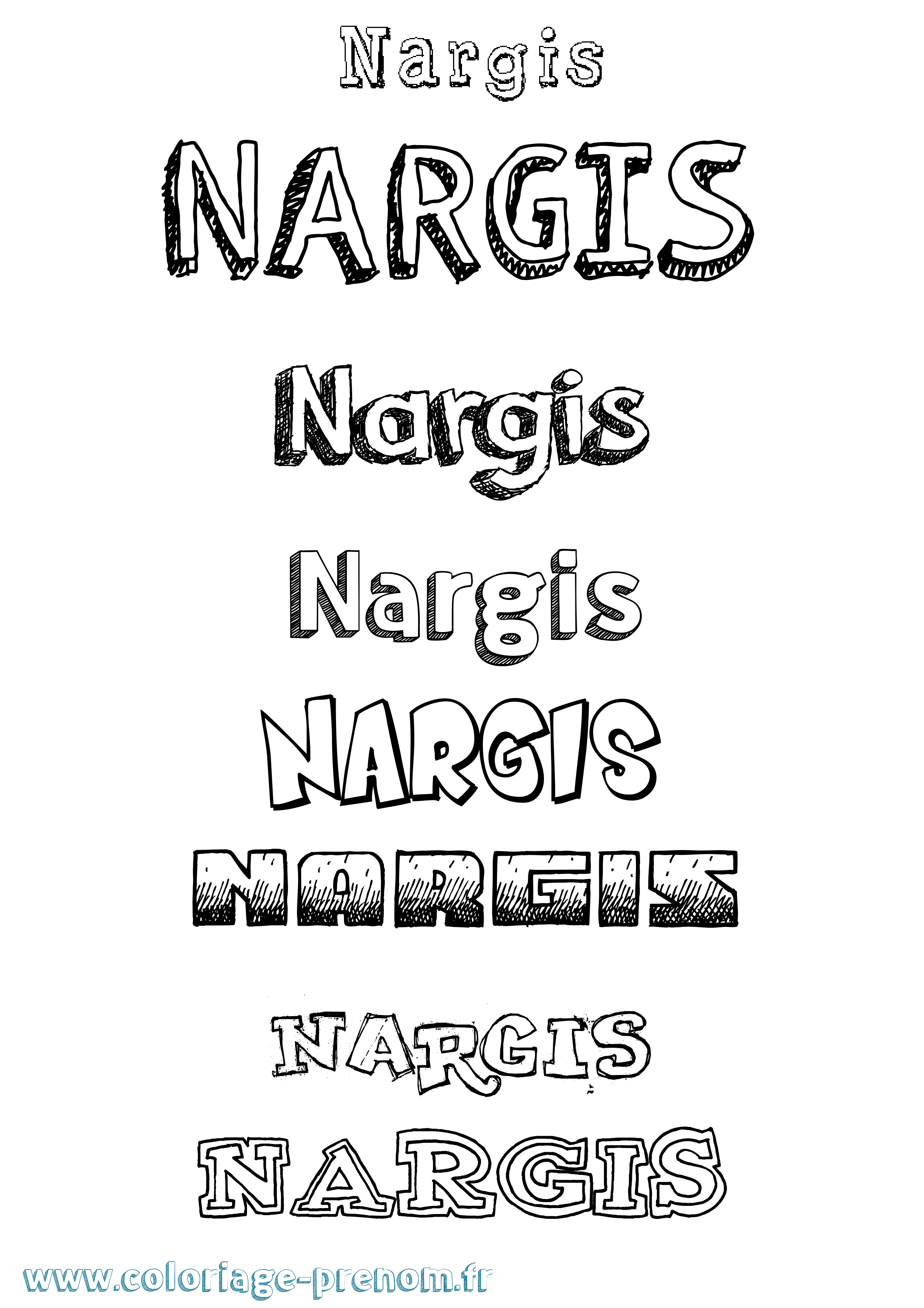 Coloriage Nargis Dessiné Coloriage prénom Nargis Dessiné