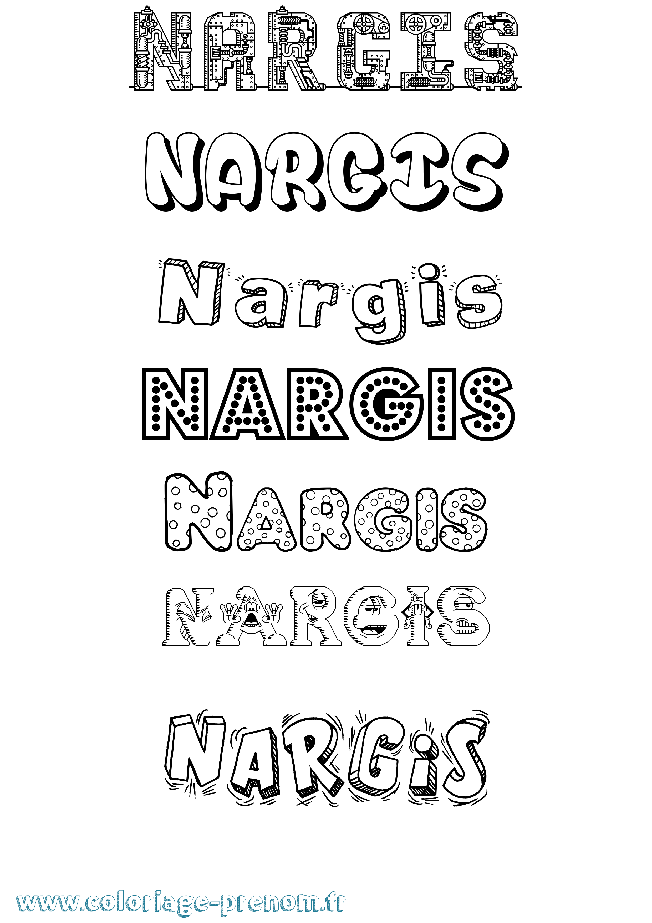 Coloriage Nargis Fun Coloriage prénom Nargis Fun