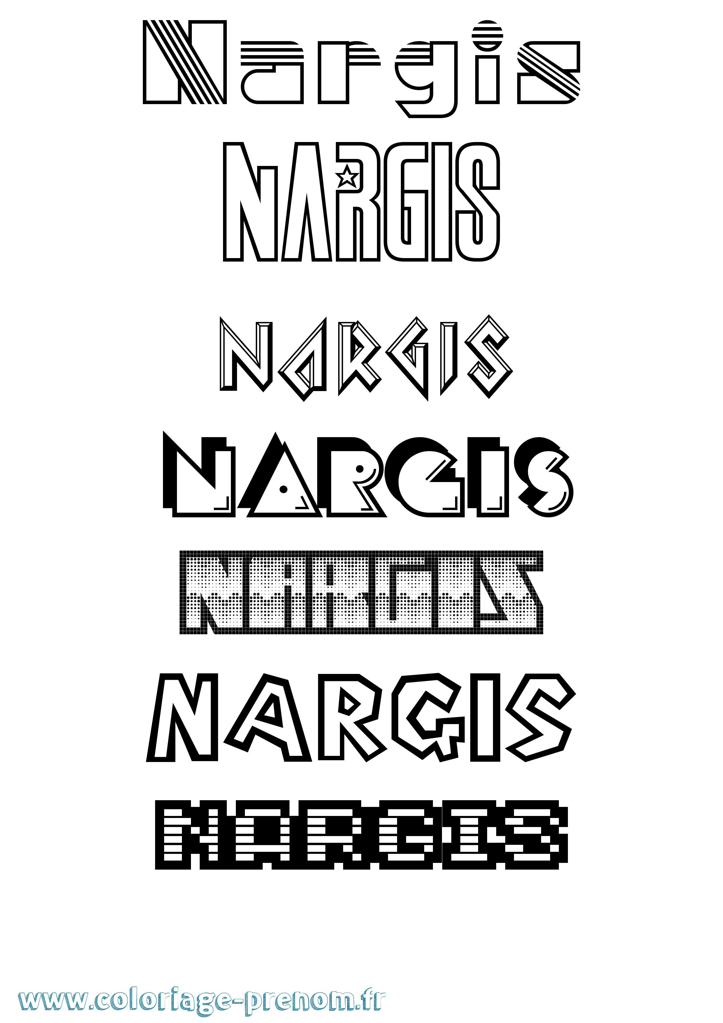 Coloriage Nargis Jeux Vidéos Coloriage prénom Nargis Jeux Vidéos