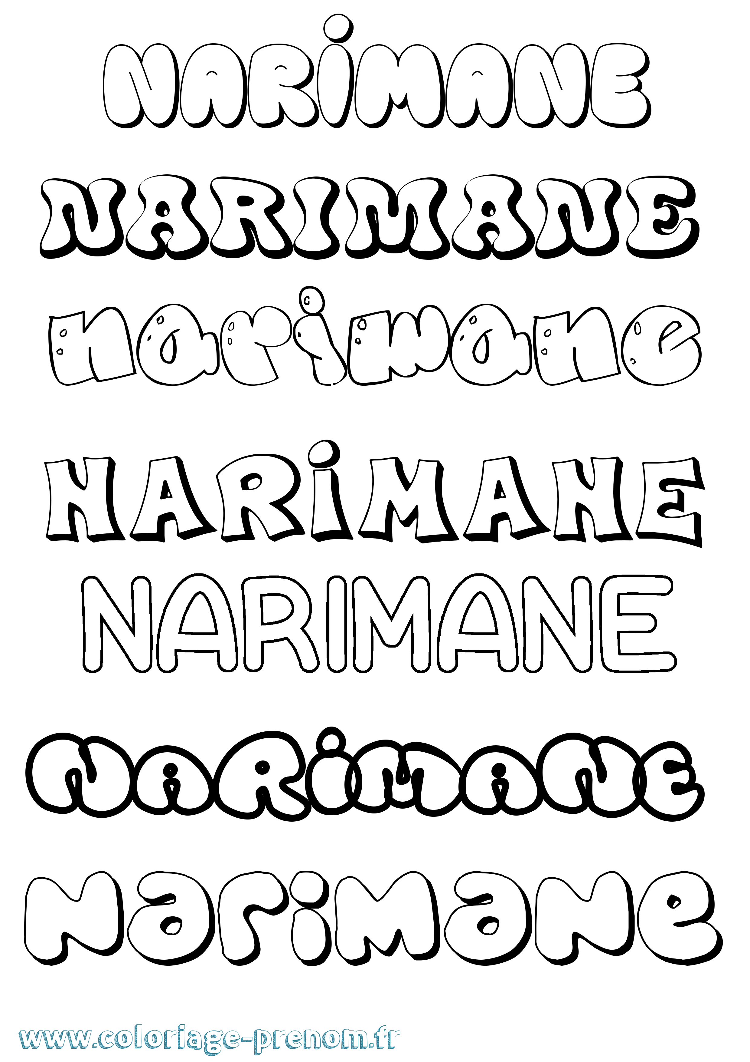 Coloriage Narimane Bubble Coloriage prénom Narimane Bubble