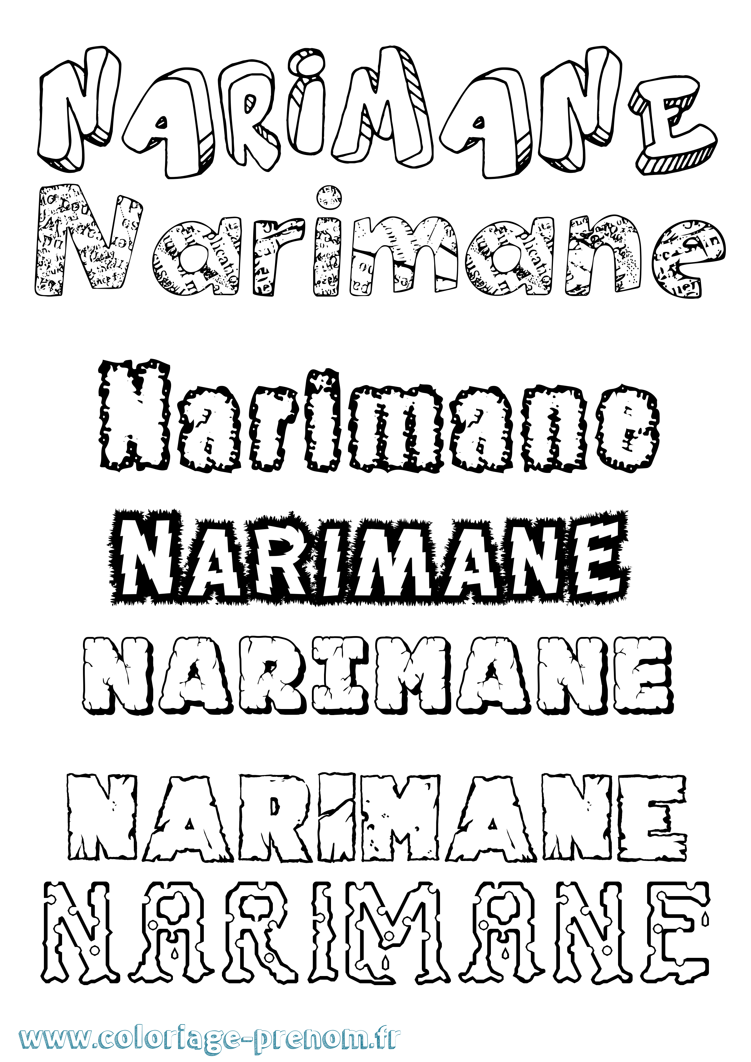 Coloriage Narimane Destructuré Coloriage prénom Narimane Destructuré