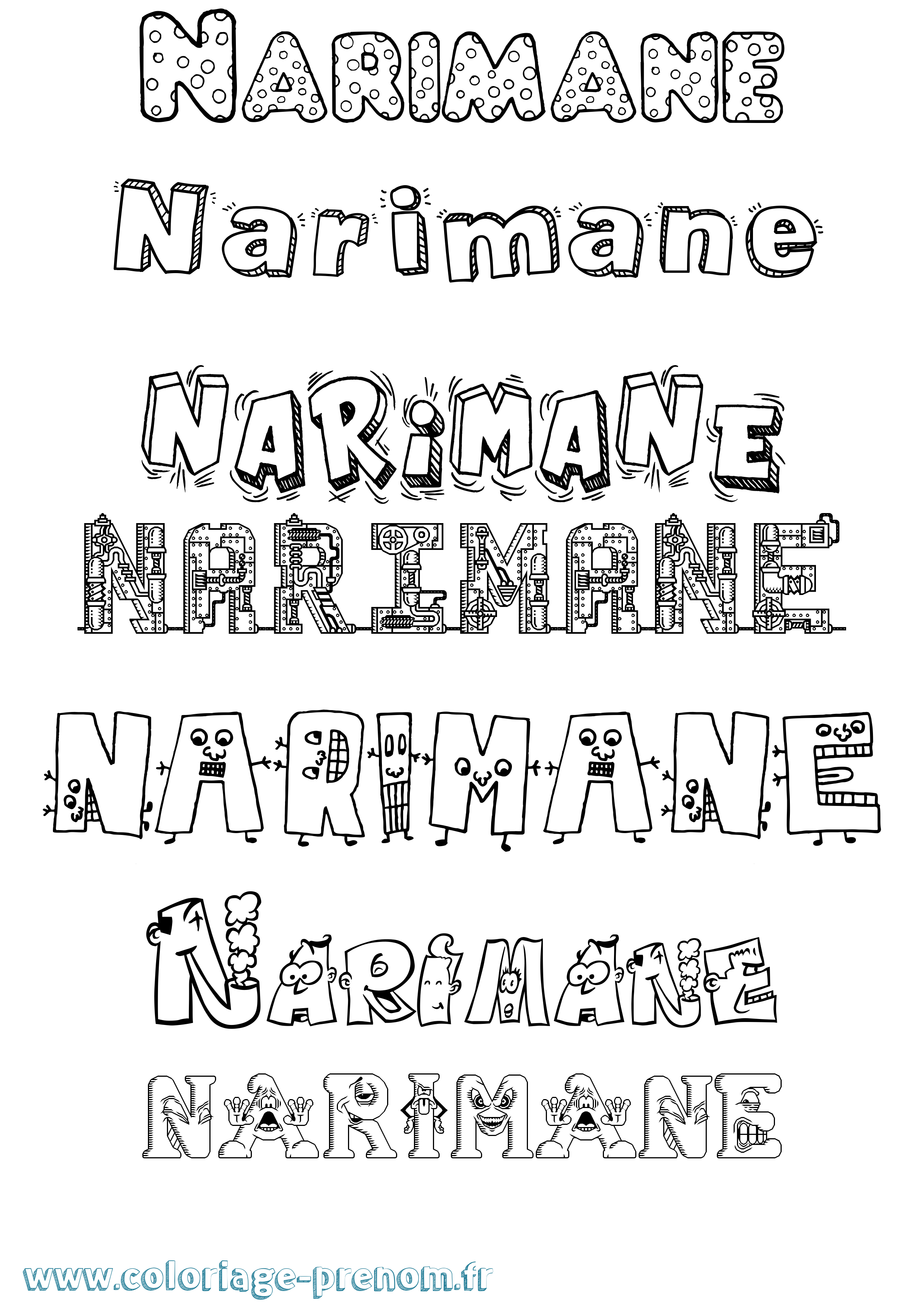 Coloriage Narimane Fun Coloriage prénom Narimane Fun