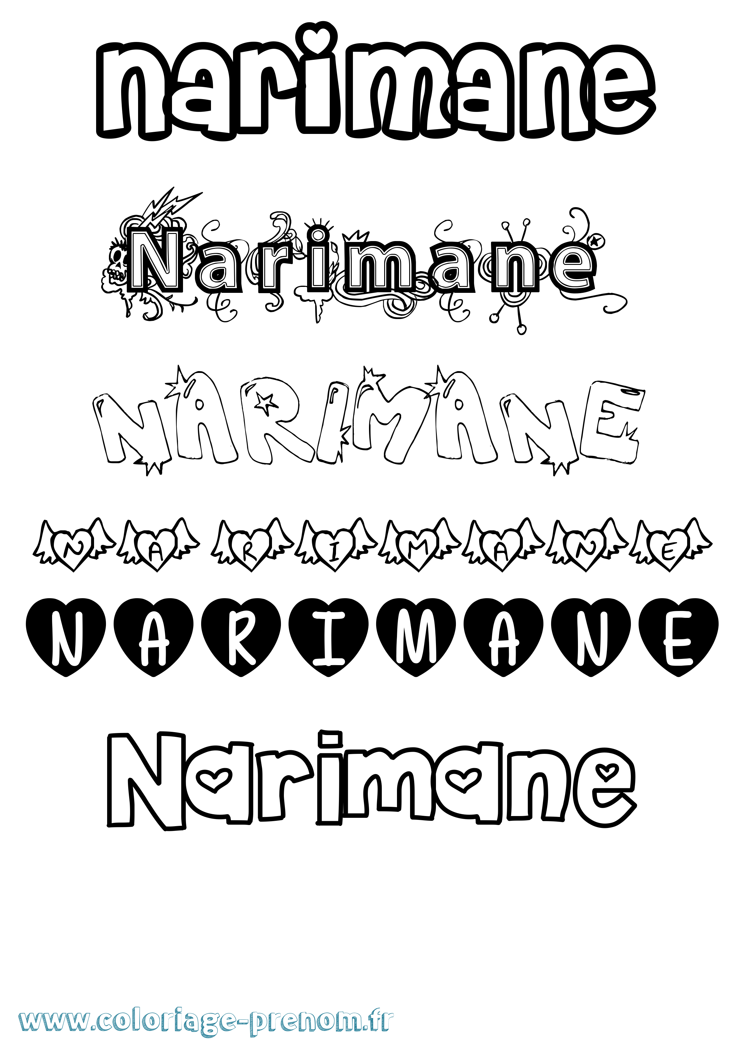 Coloriage Narimane Girly Coloriage prénom Narimane Girly