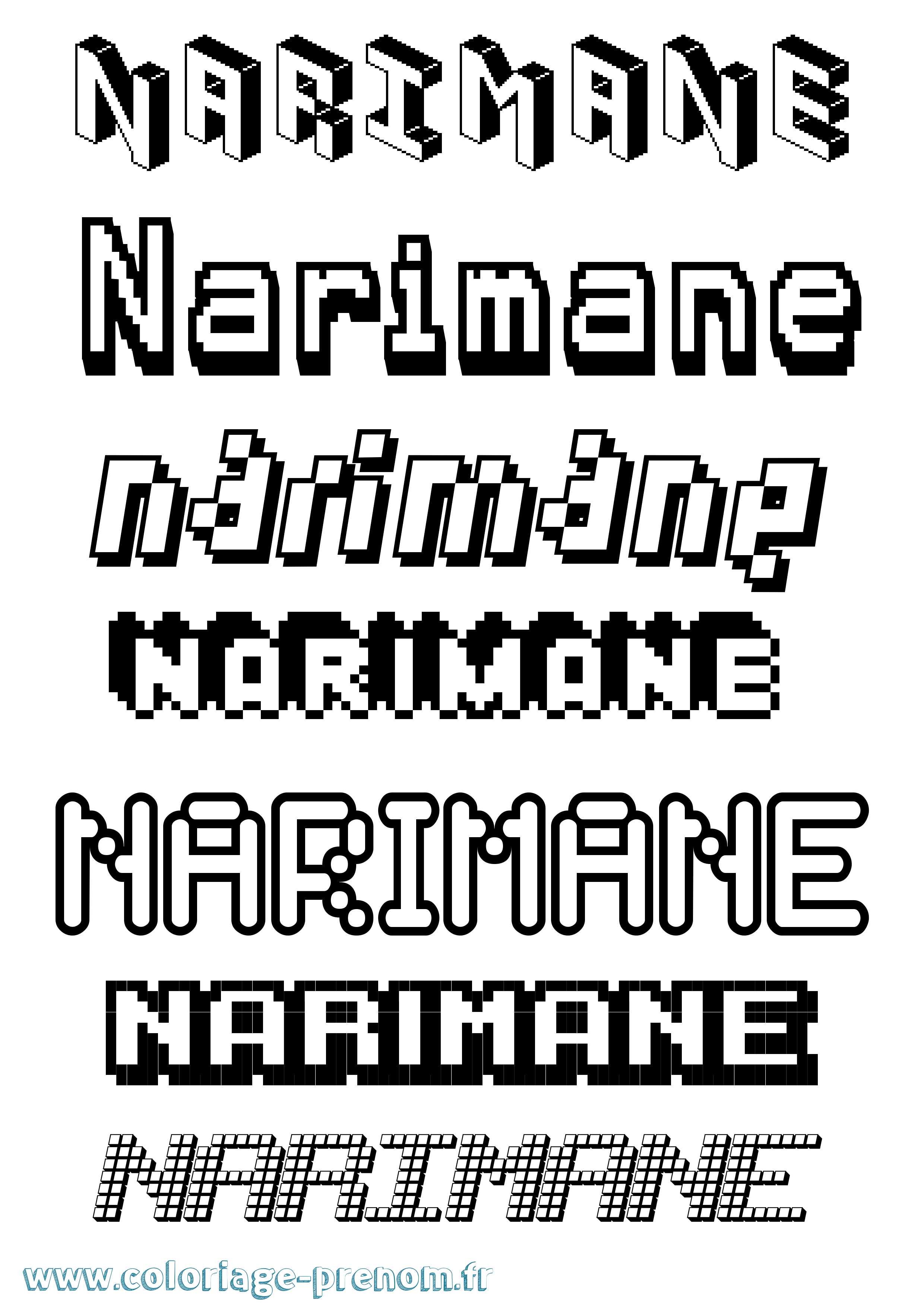 Coloriage Narimane Pixel Coloriage prénom Narimane Pixel