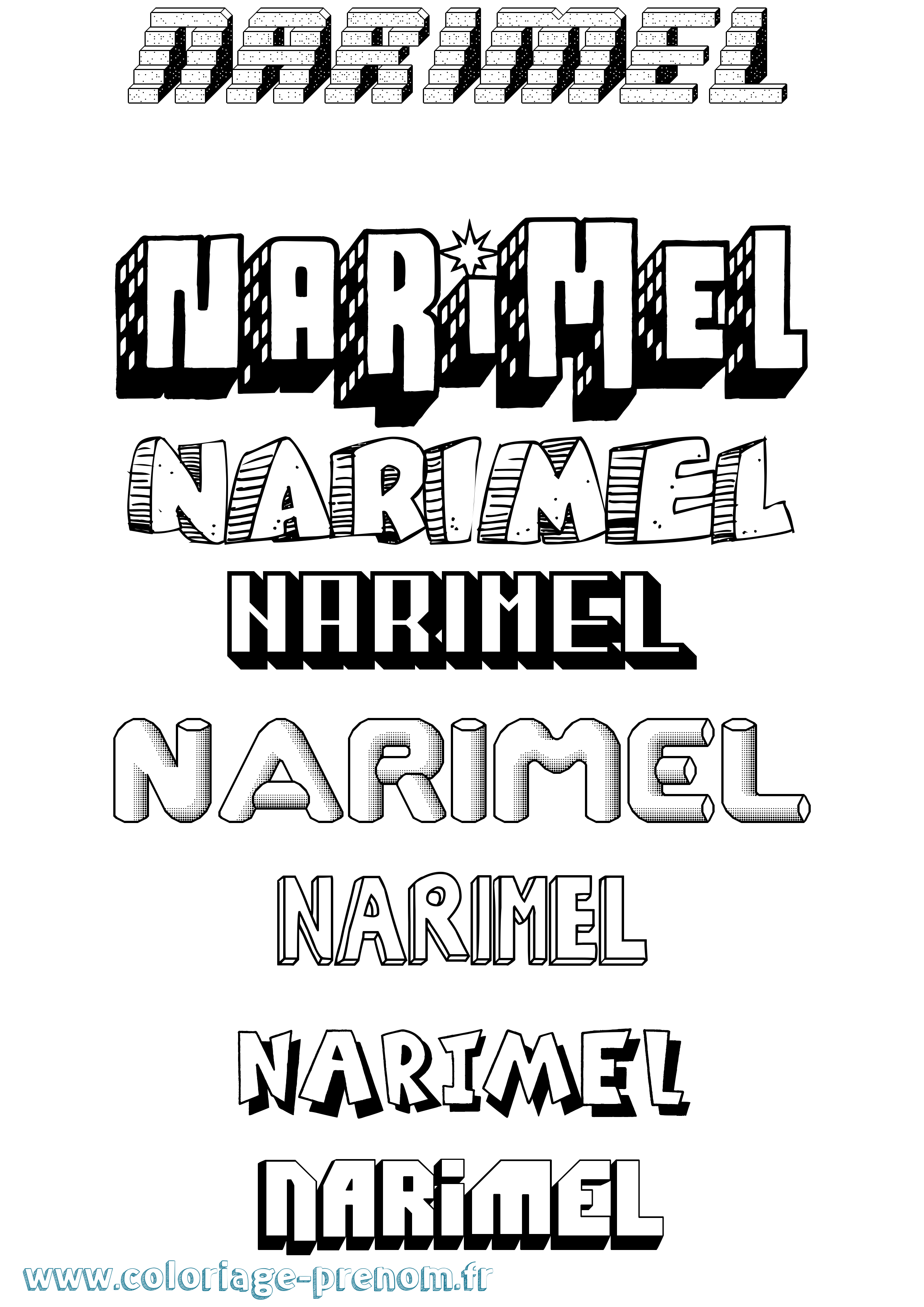 Coloriage Narimel Effet 3D Coloriage prénom Narimel Effet 3D