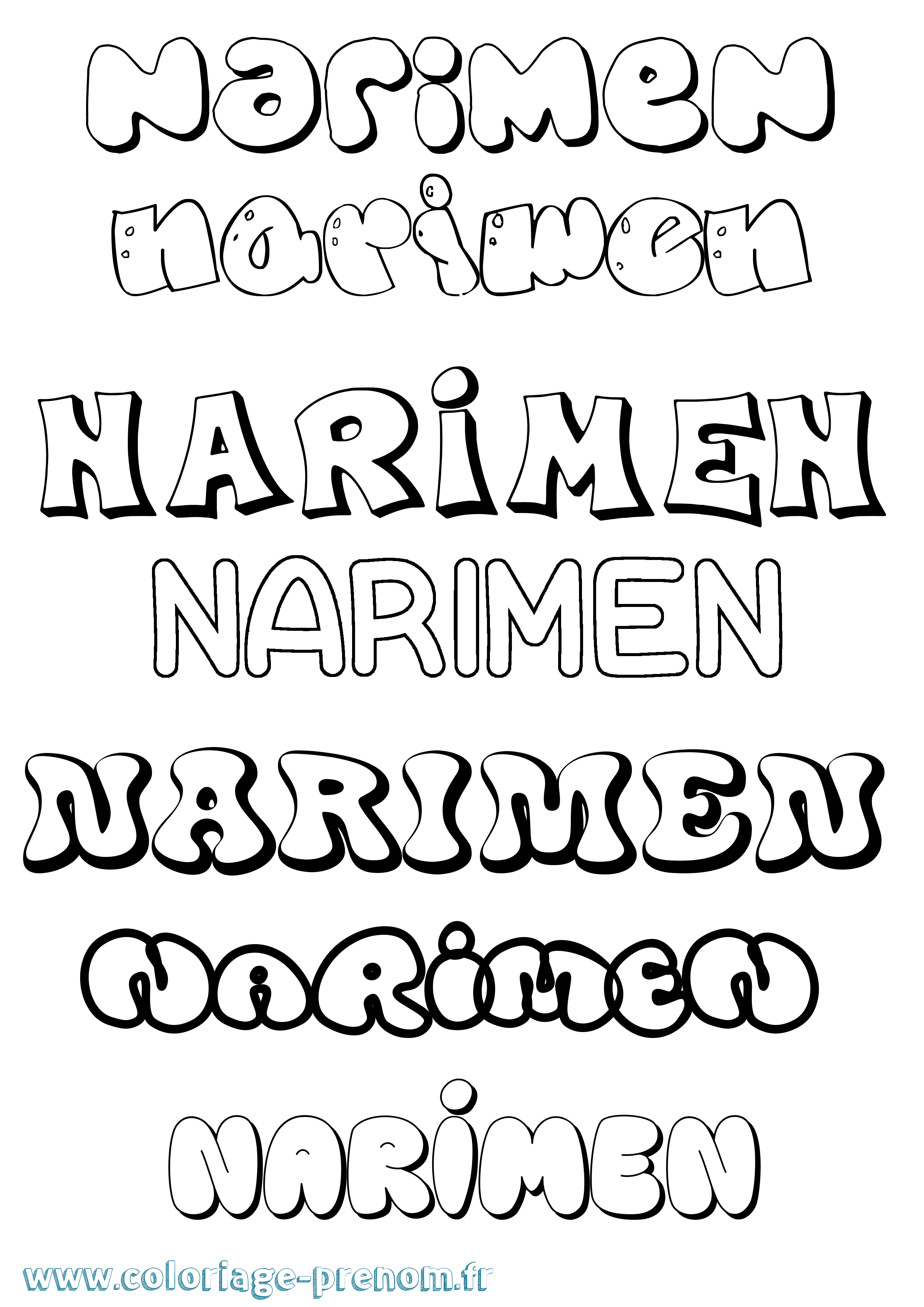 Coloriage Narimen Bubble Coloriage prénom Narimen Bubble