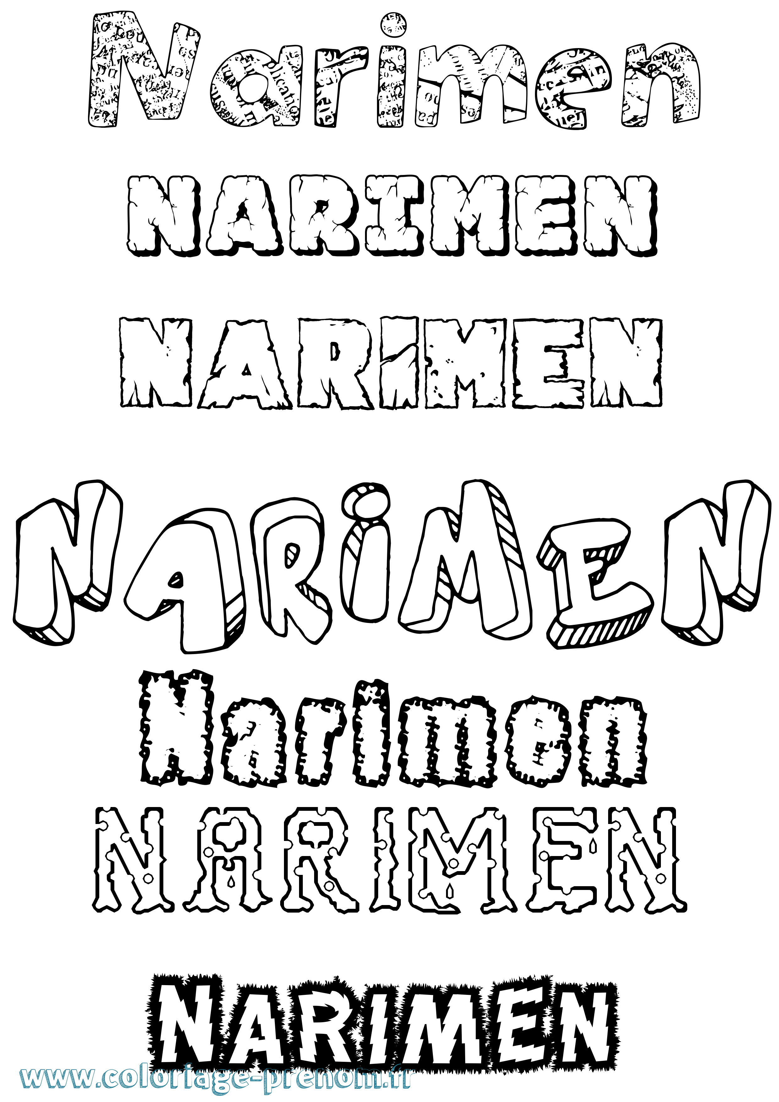 Coloriage Narimen Destructuré Coloriage prénom Narimen Destructuré
