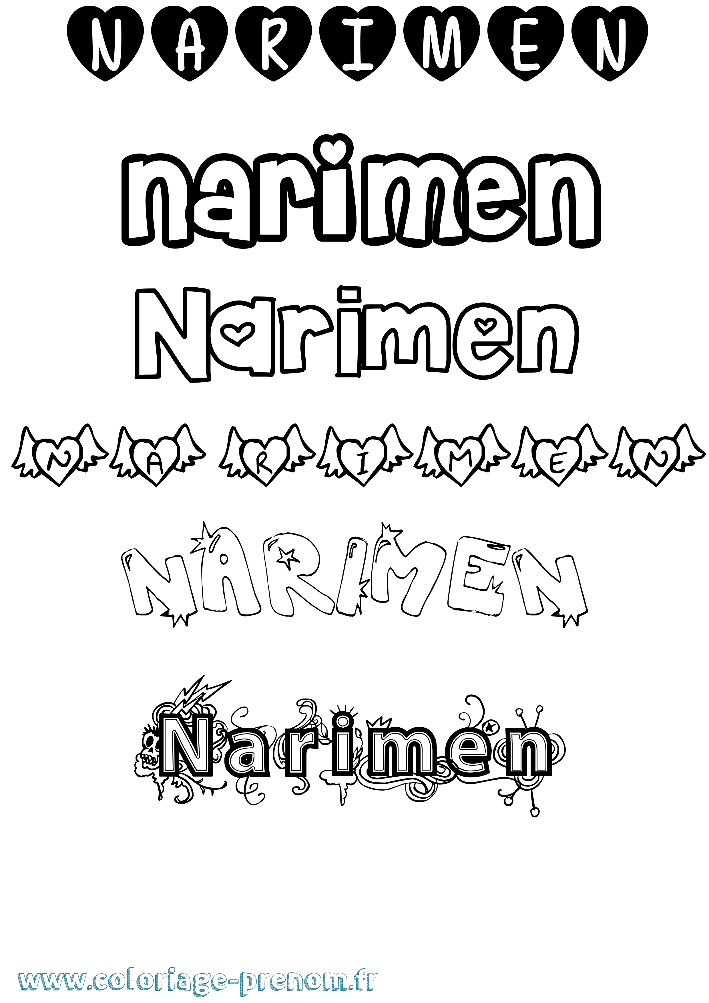 Coloriage Narimen Girly Coloriage prénom Narimen Girly