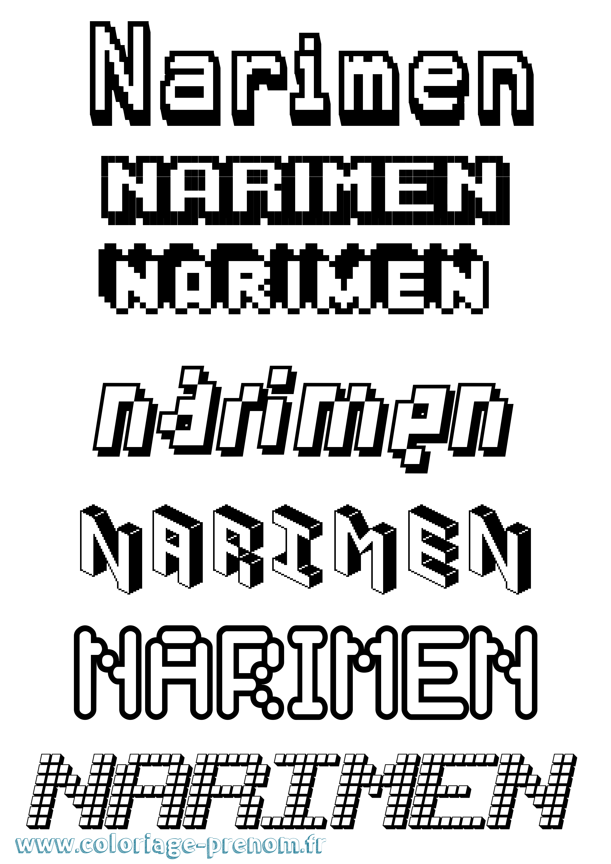 Coloriage Narimen Pixel Coloriage prénom Narimen Pixel