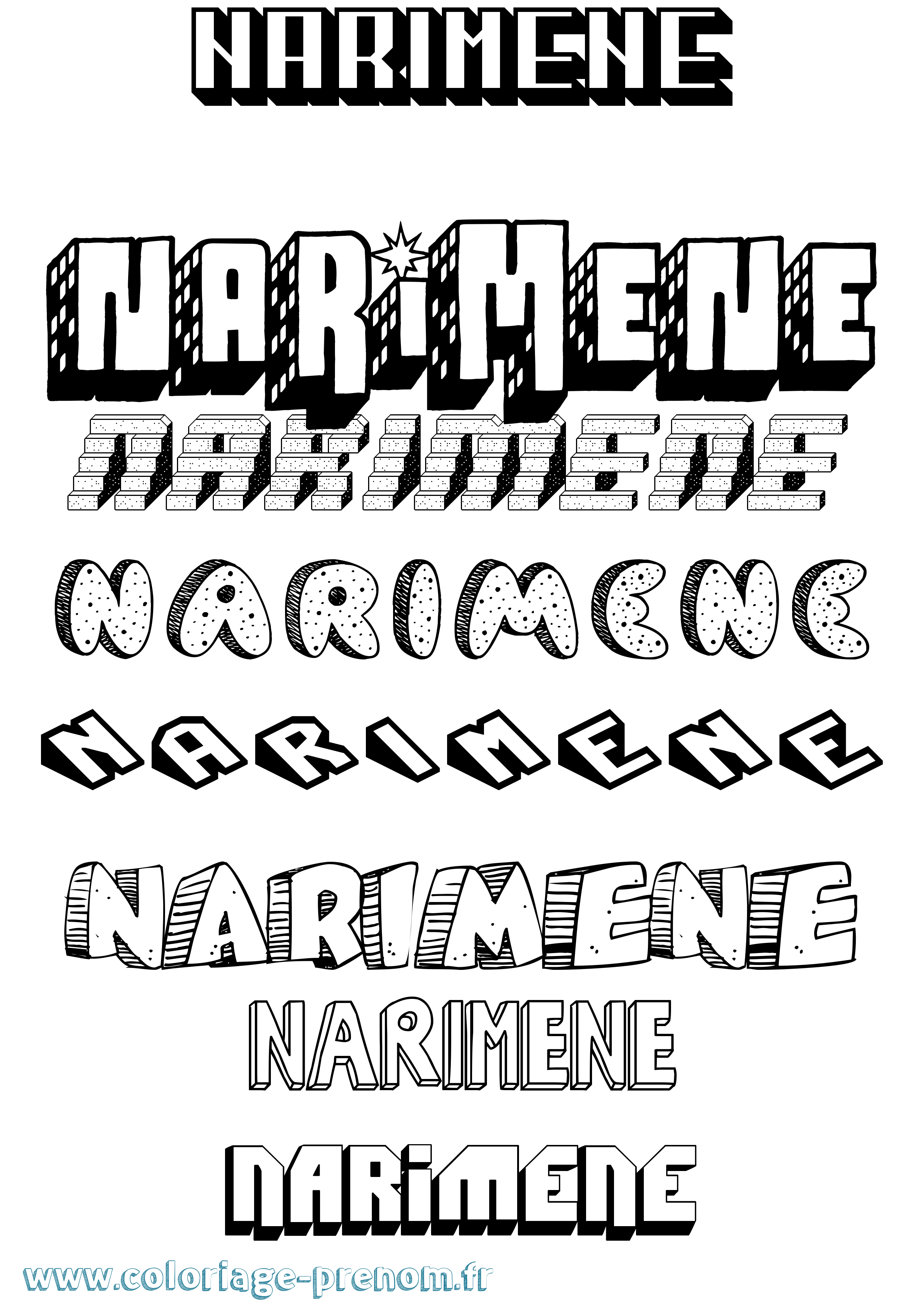 Coloriage Narimene Effet 3D Coloriage prénom Narimene Effet 3D