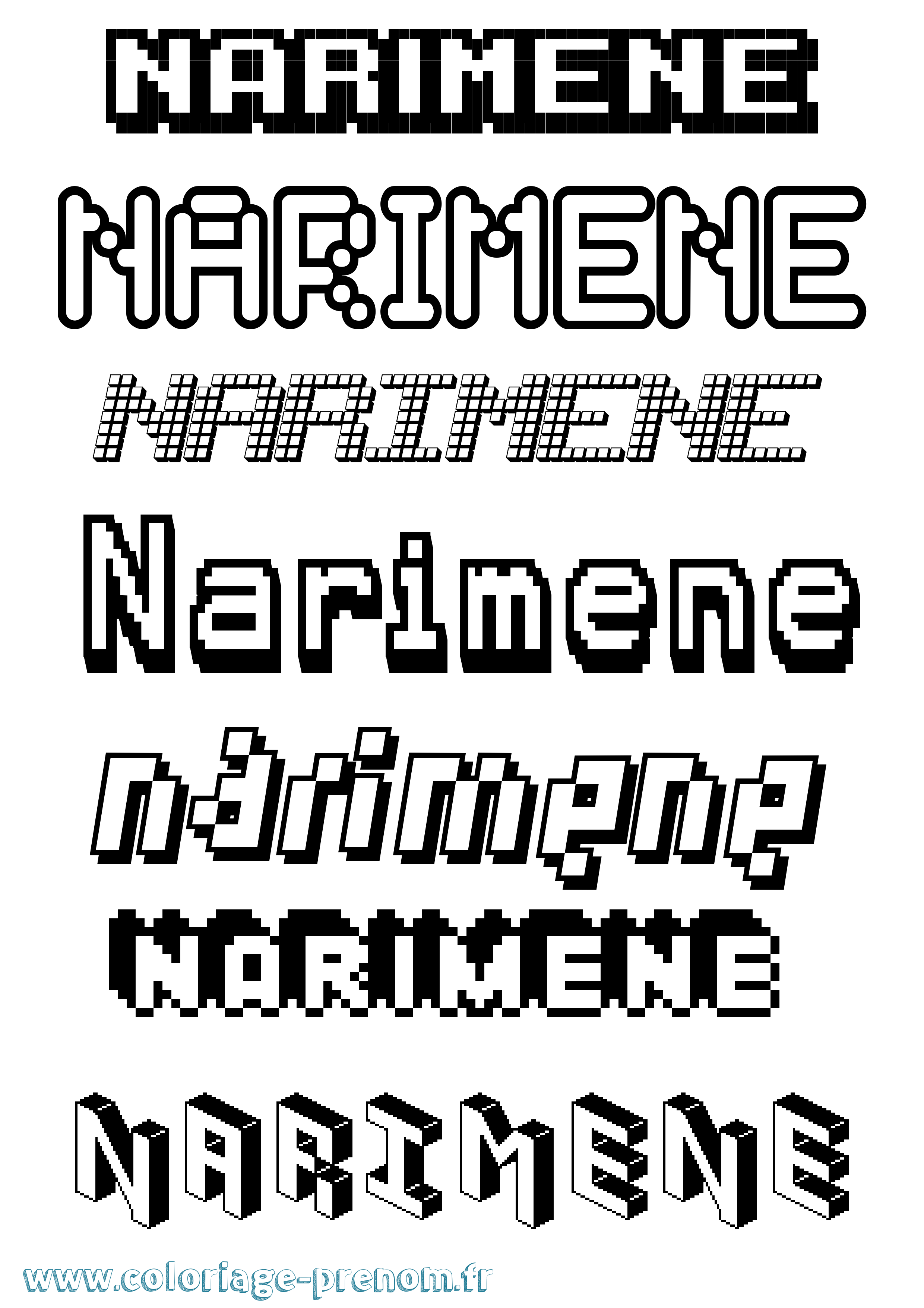 Coloriage Narimene Pixel Coloriage prénom Narimene Pixel