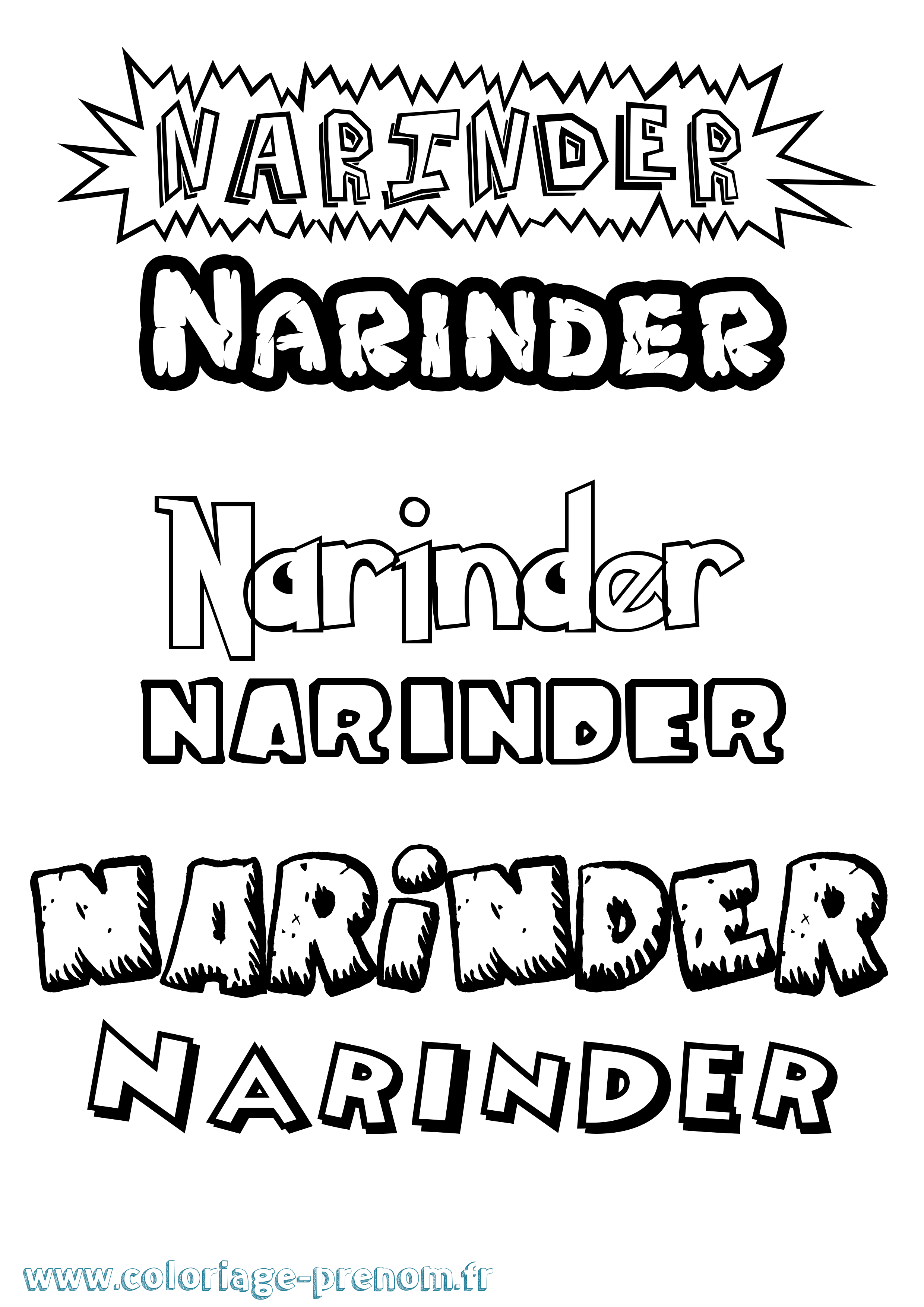 Coloriage Narinder Dessin Animé Coloriage prénom Narinder Dessin Animé
