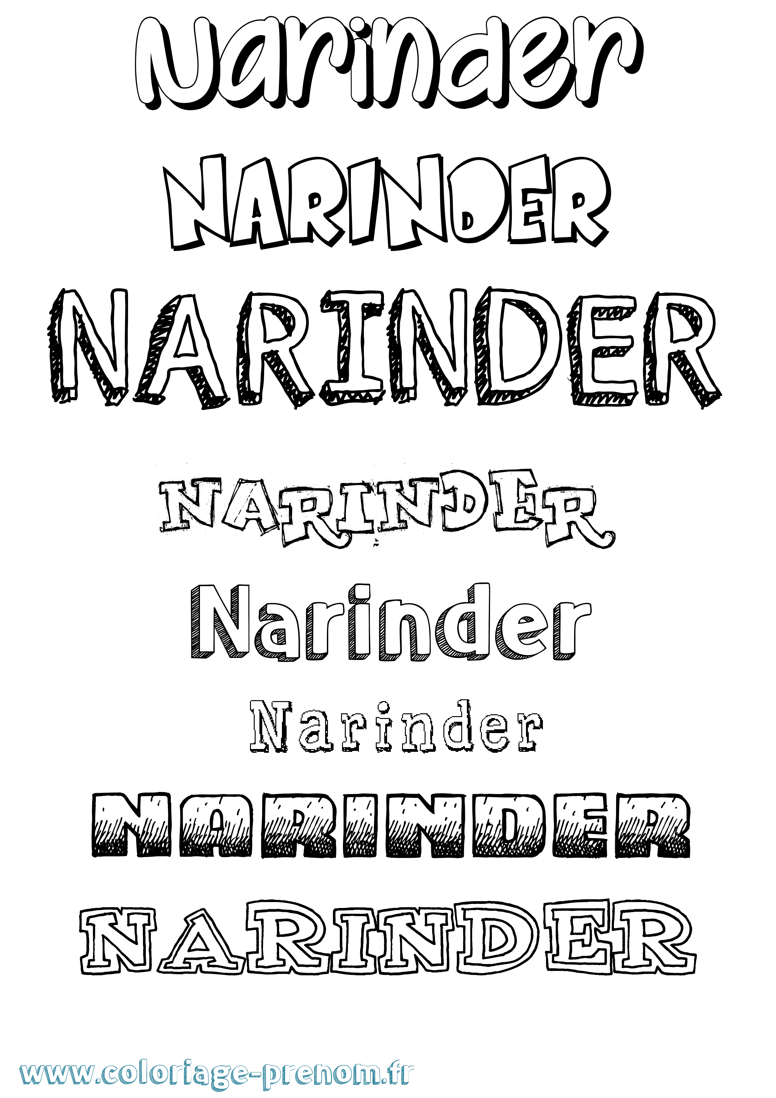 Coloriage Narinder Dessiné Coloriage prénom Narinder Dessiné