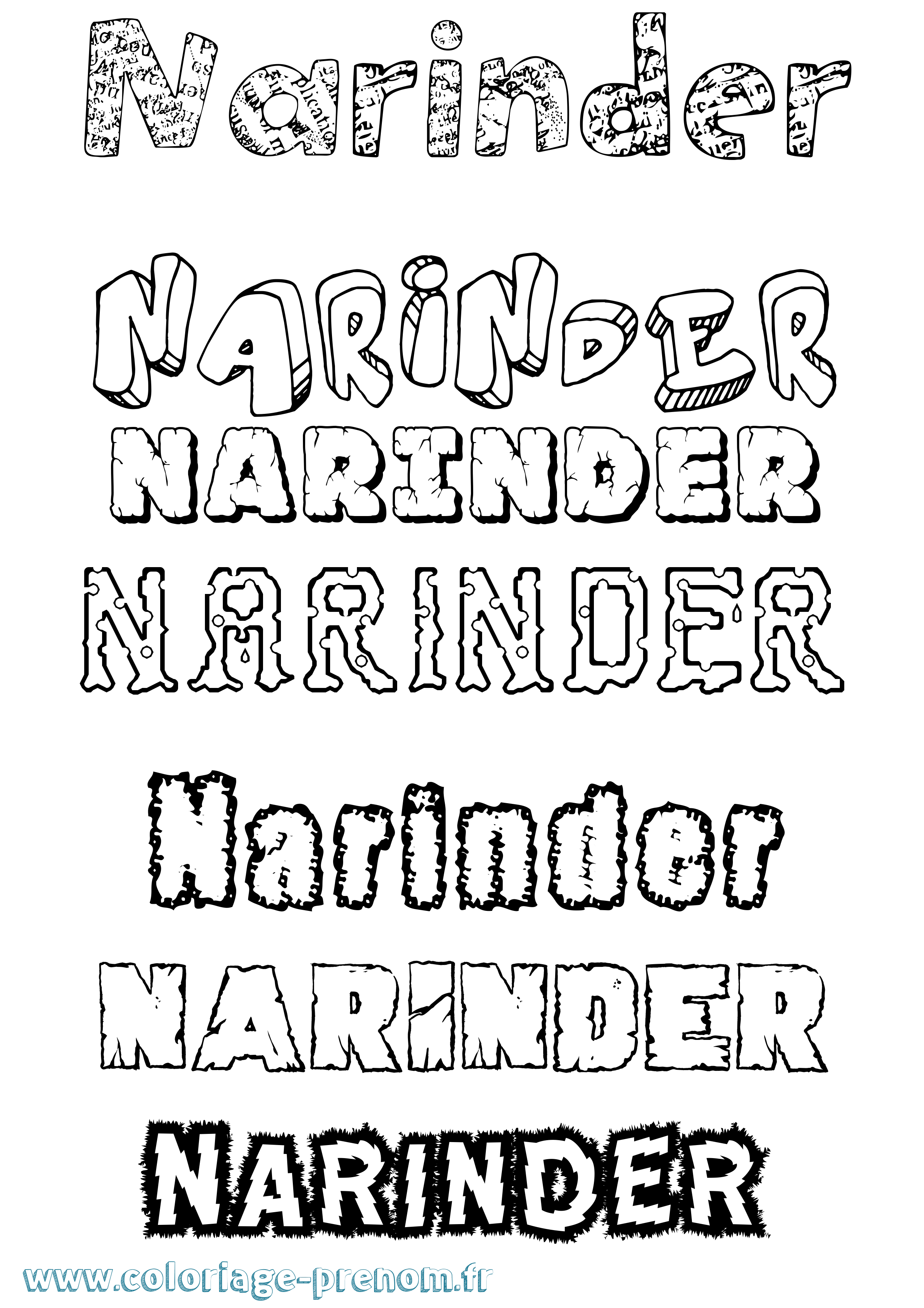 Coloriage Narinder Destructuré Coloriage prénom Narinder Destructuré